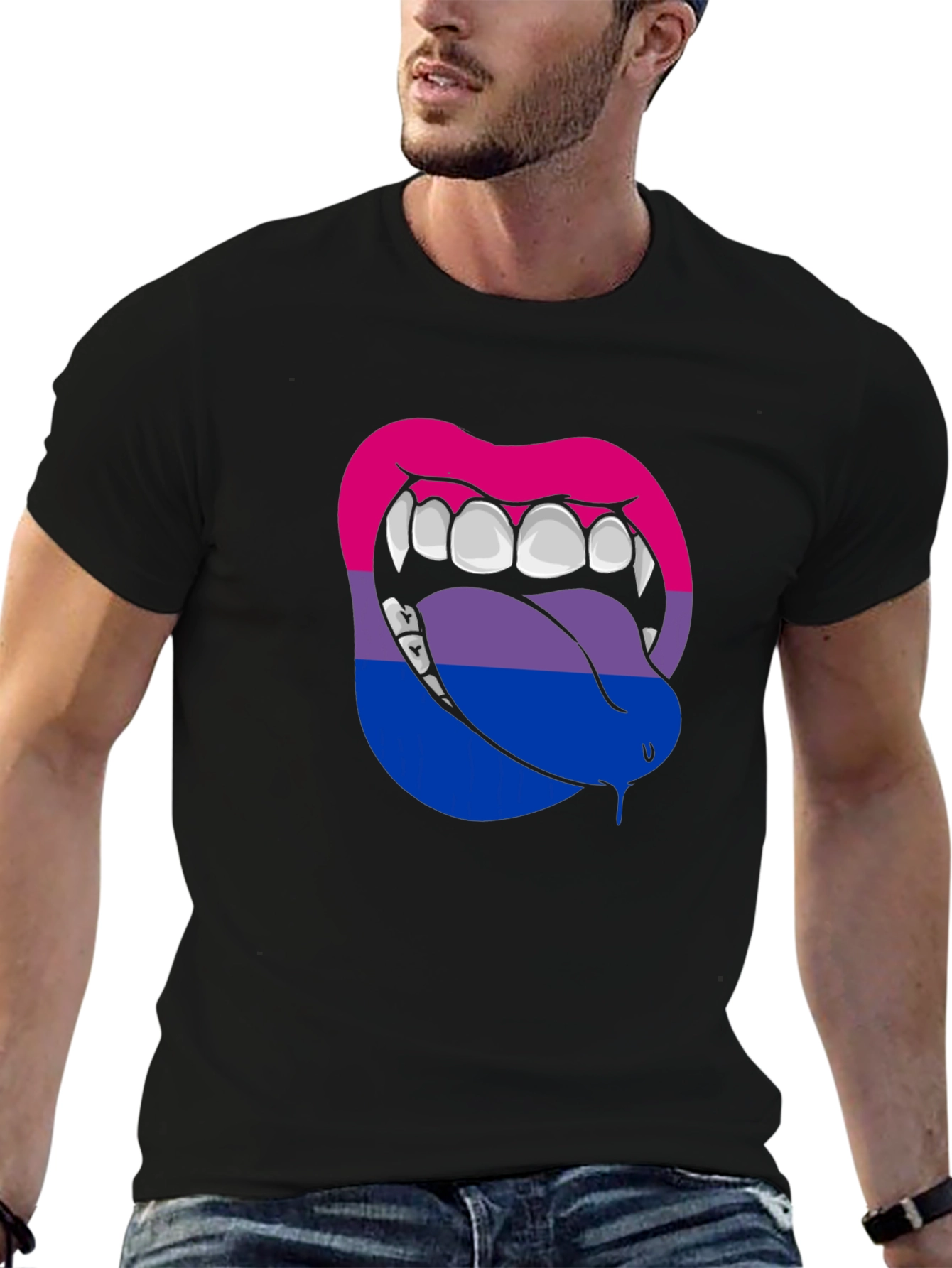 Bisexual Pride Vampire Lips Graphic Tee