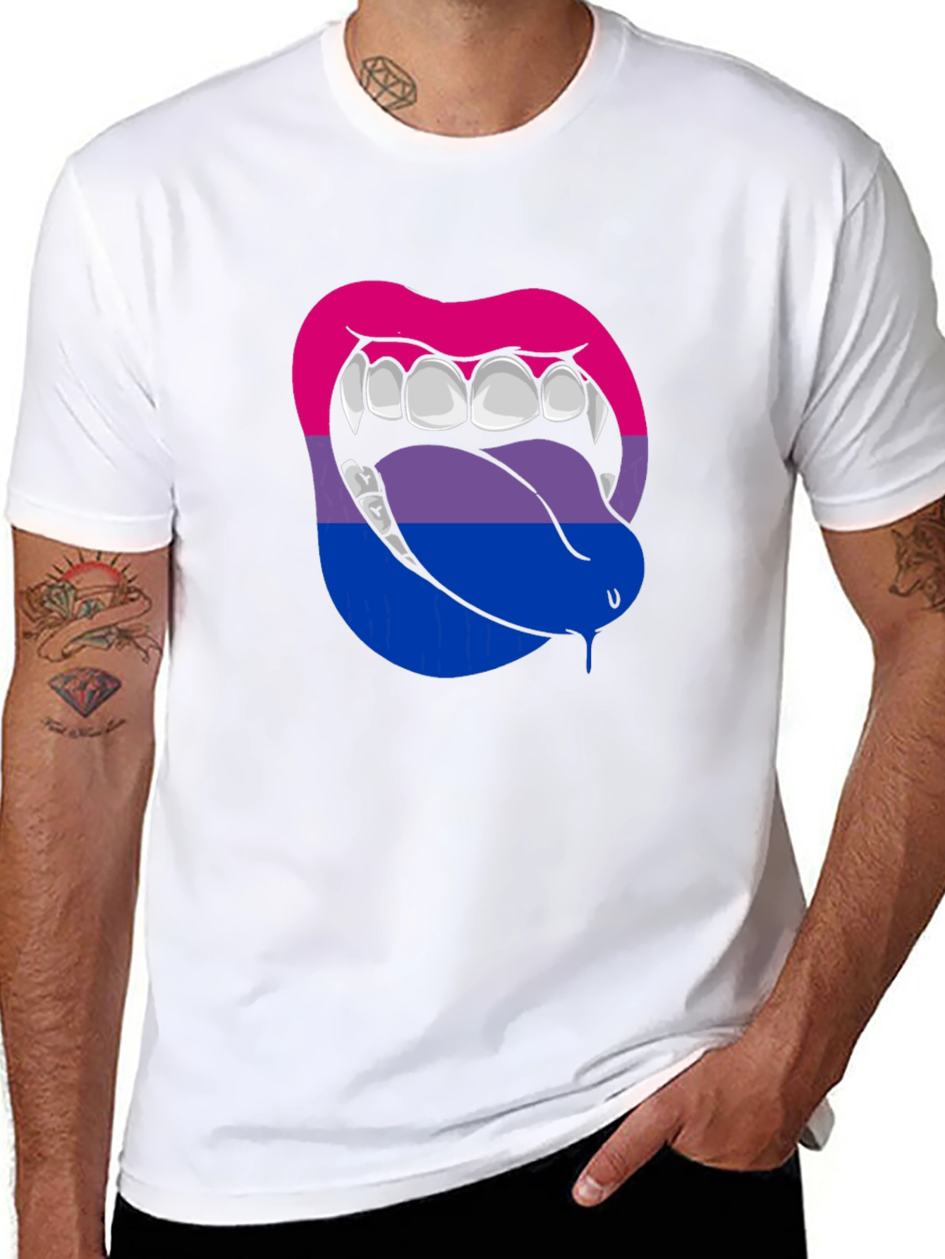 Bisexual Pride Vampire Lips Graphic Tee