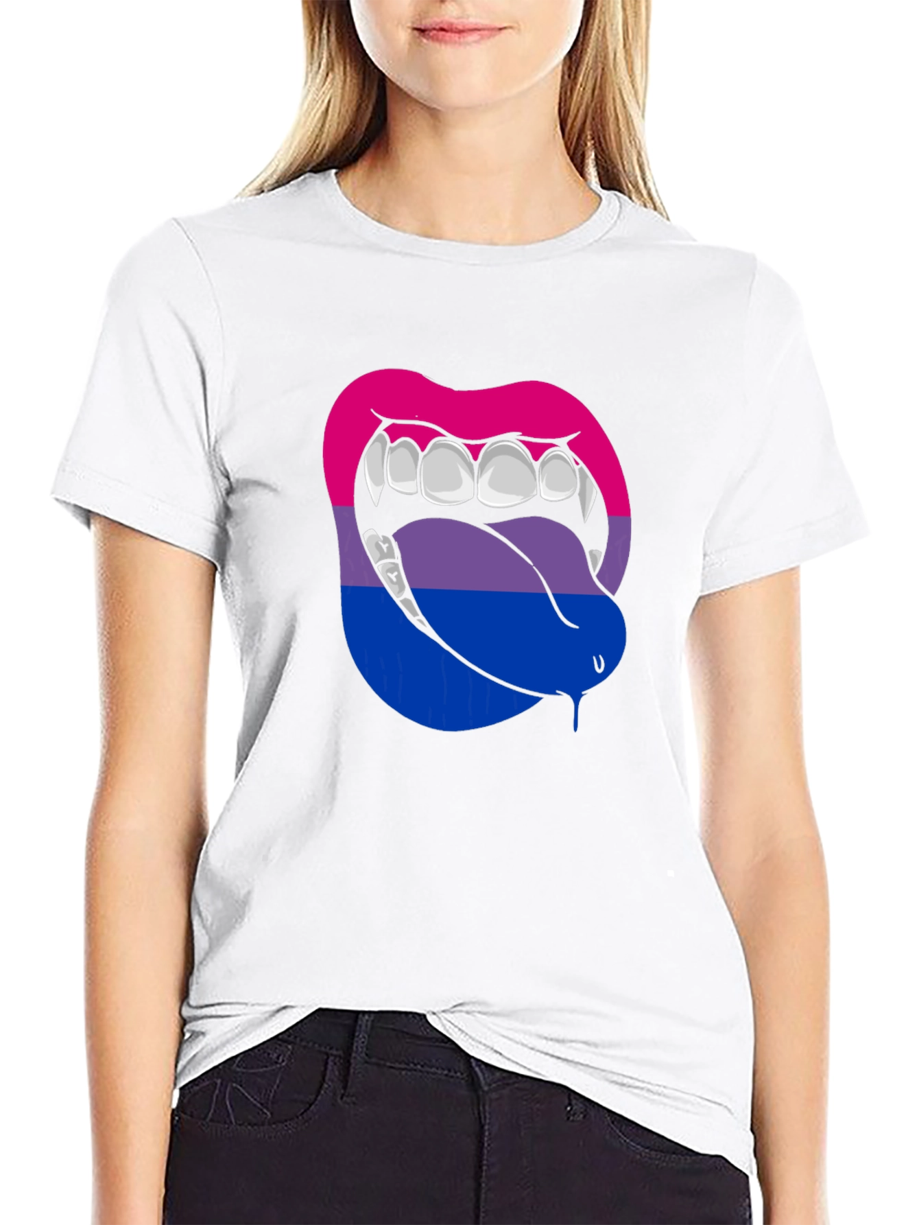 Bisexual Pride Vampire Lips Graphic Tee