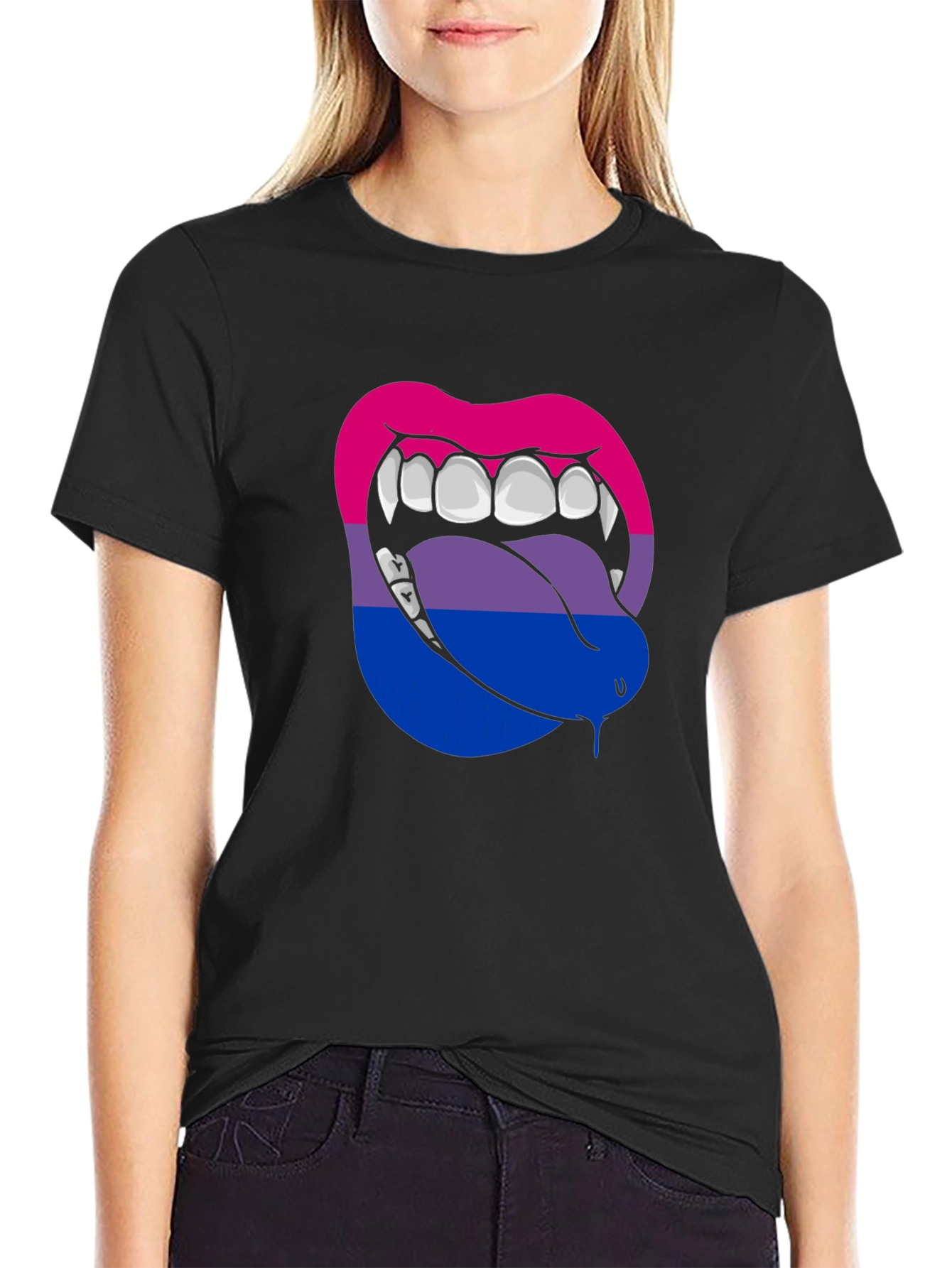 Bisexual Pride Vampire Lips Graphic Tee