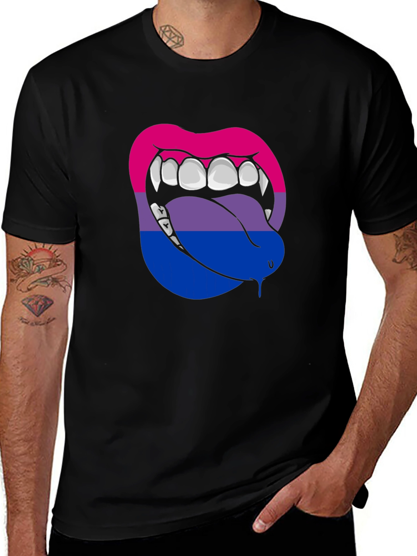 Bisexual Pride Vampire Lips Graphic Tee