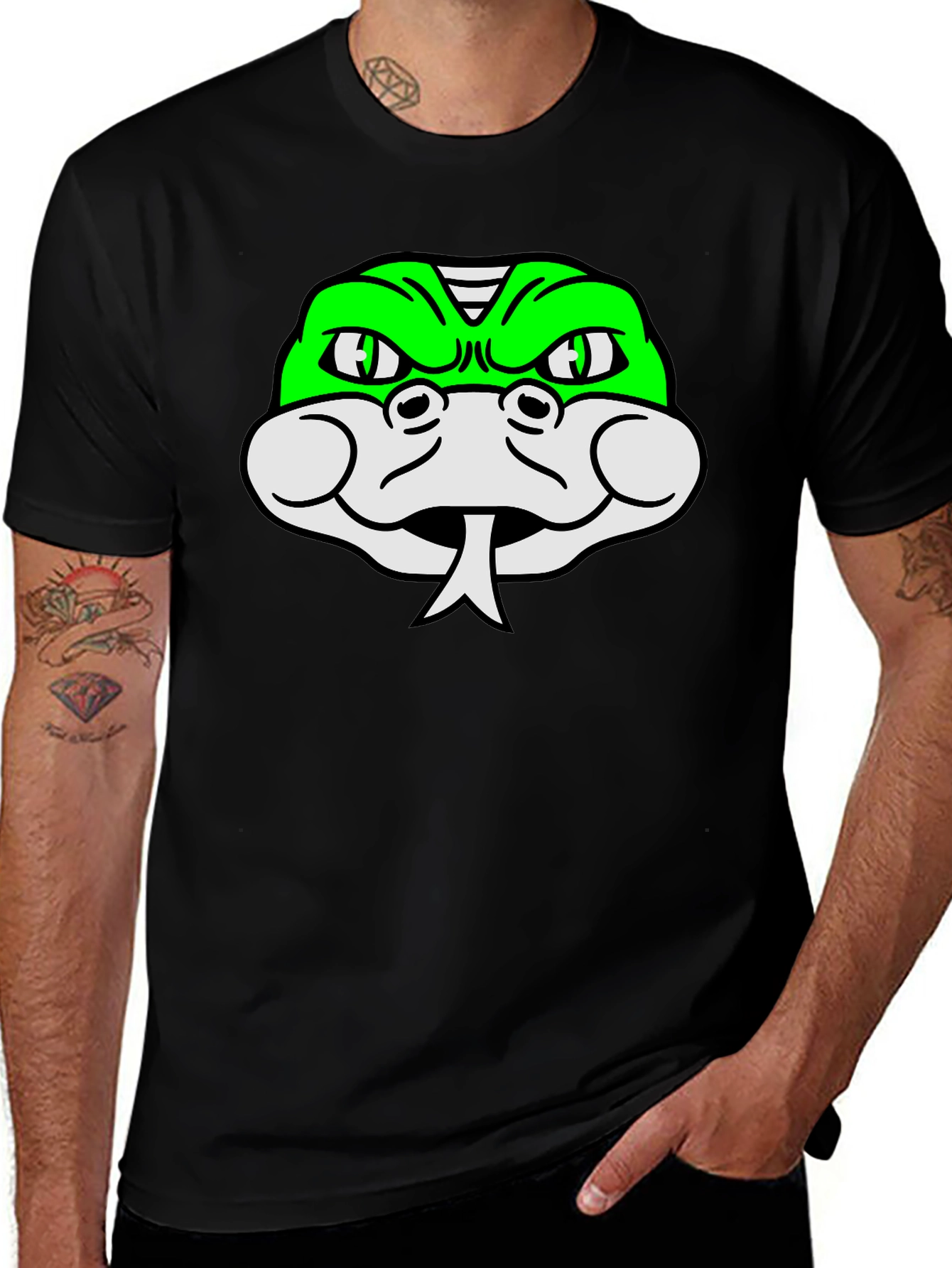 Snake Graphic Tee - Black Cotton