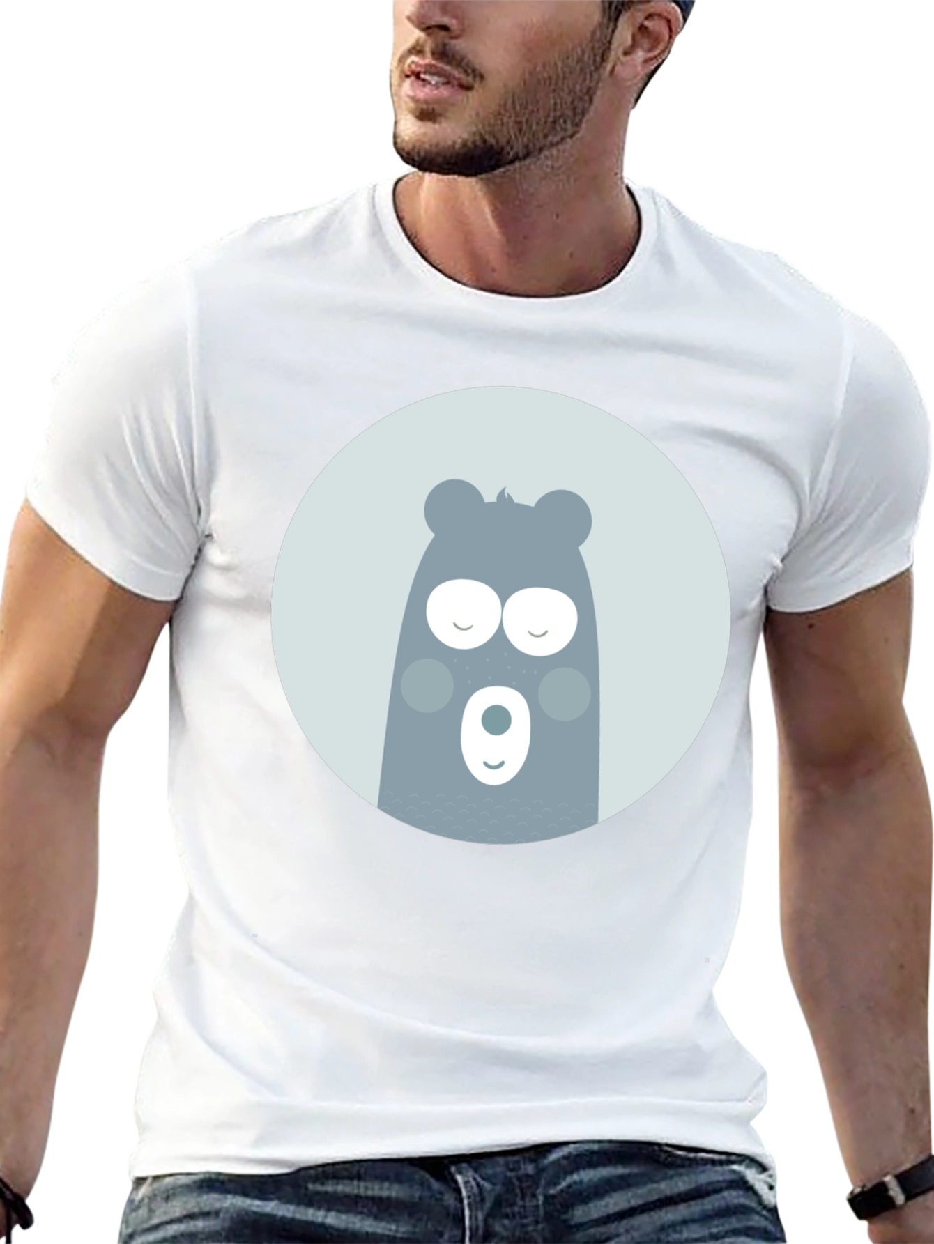 Cute Bear Graphic Black T-Shirt