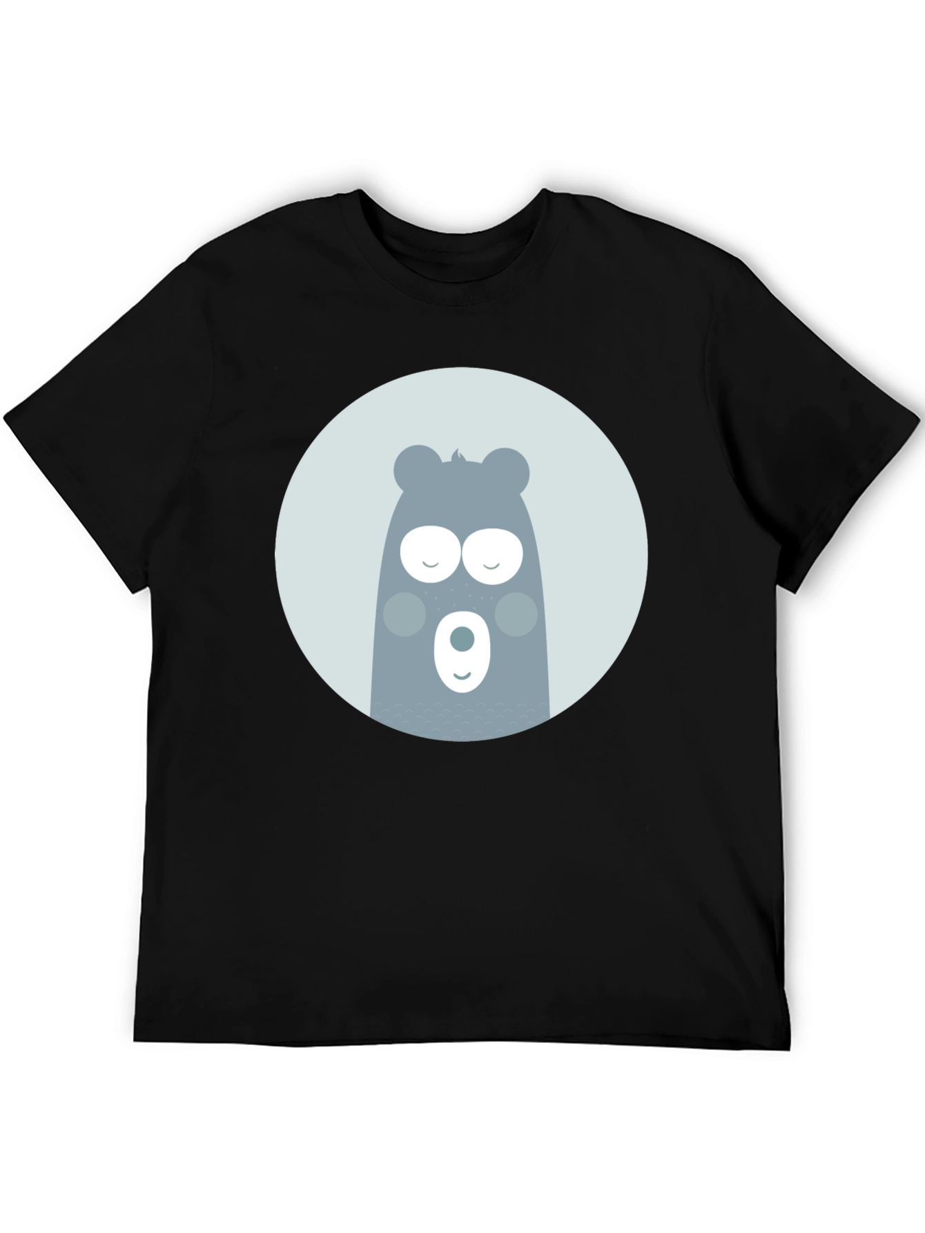 Cute Bear Graphic Black T-Shirt