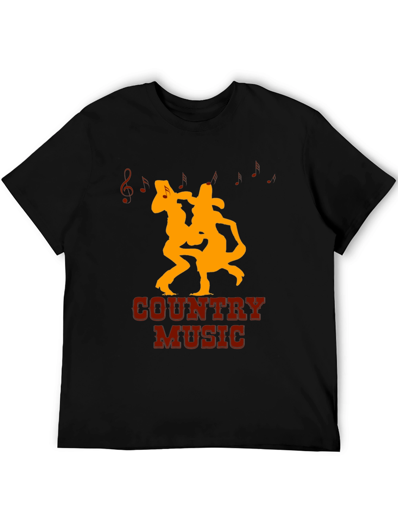 Country Music Graphic Tee Black Casual T-Shirt
