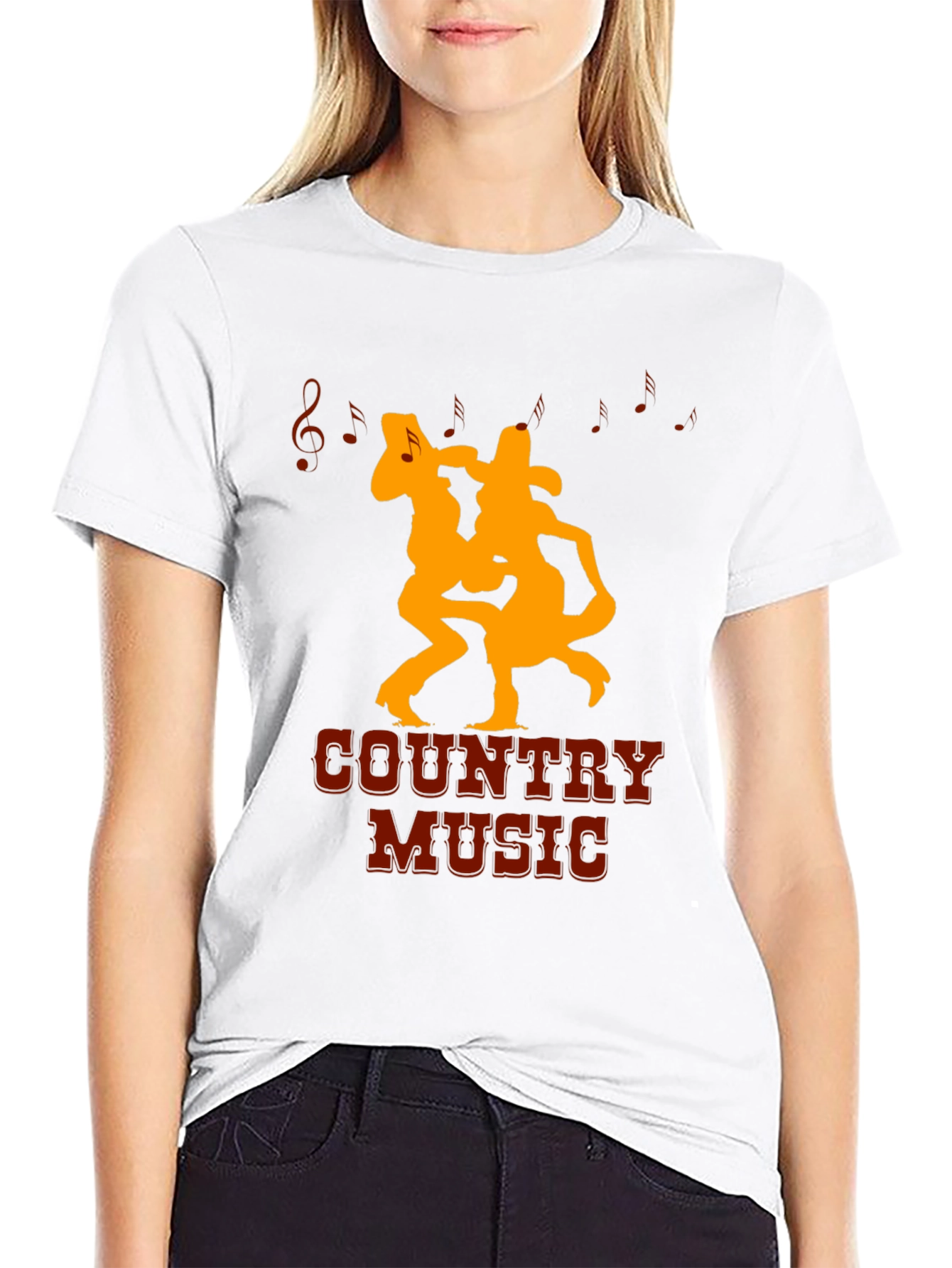 Country Music Graphic Tee Black Casual T-Shirt