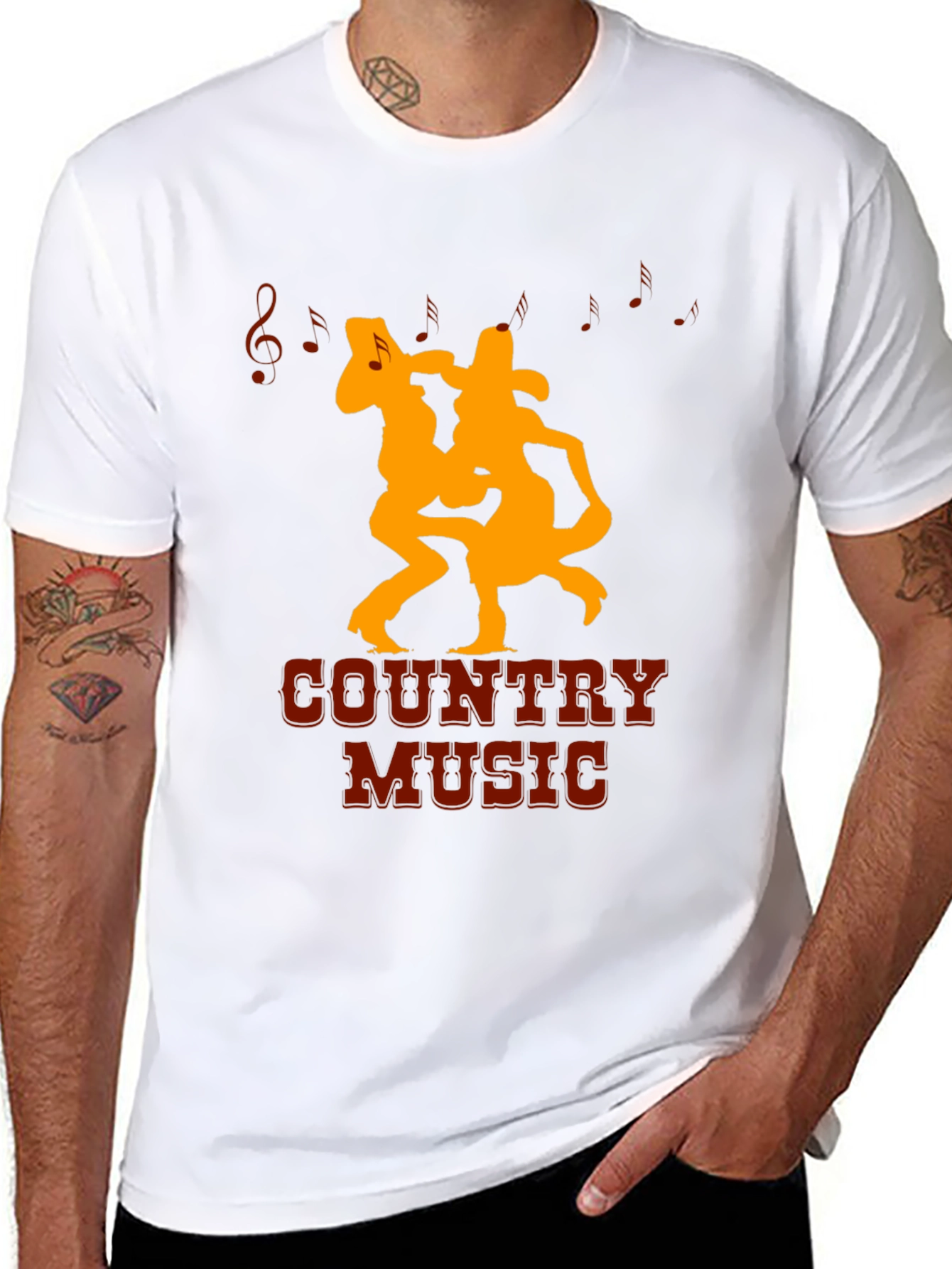 Country Music Graphic Tee Black Casual T-Shirt