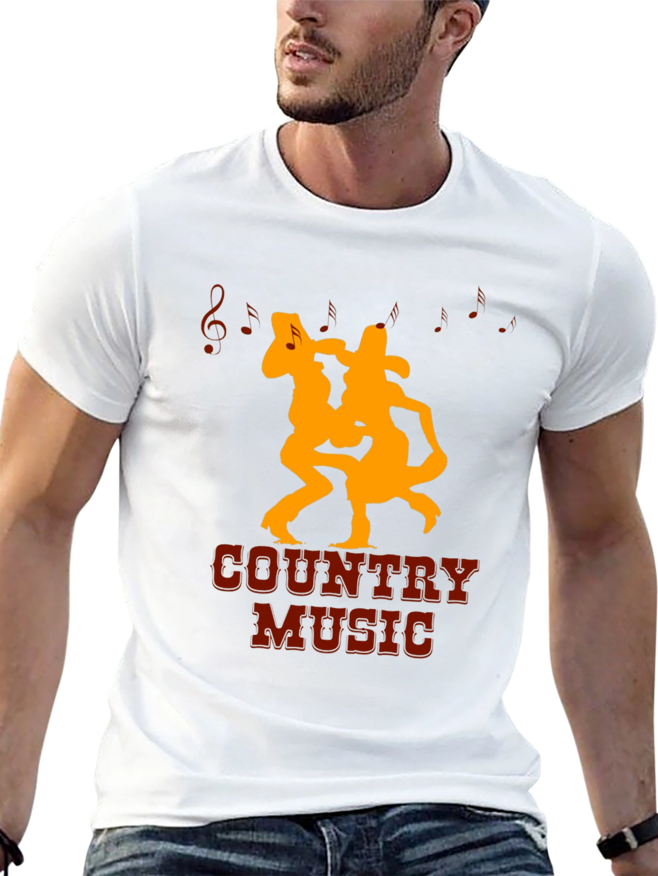 Country Music Graphic Tee Black Casual T-Shirt