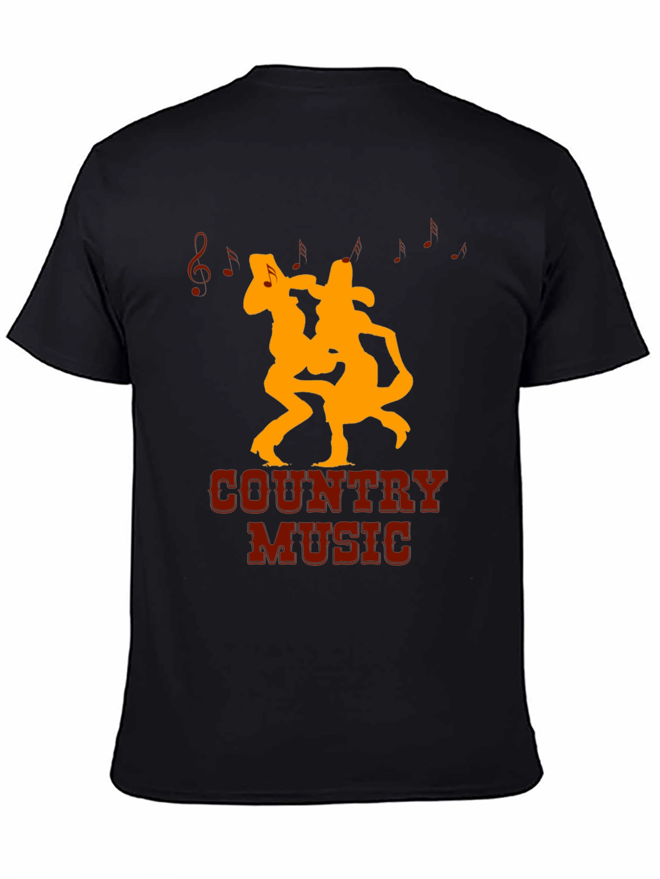 Country Music Graphic Tee Black Casual T-Shirt