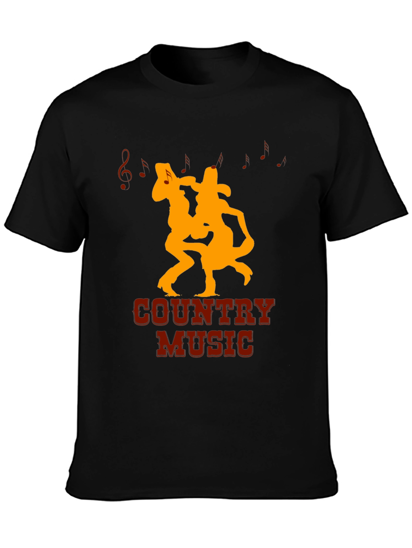 Country Music Graphic Tee Black Casual T-Shirt