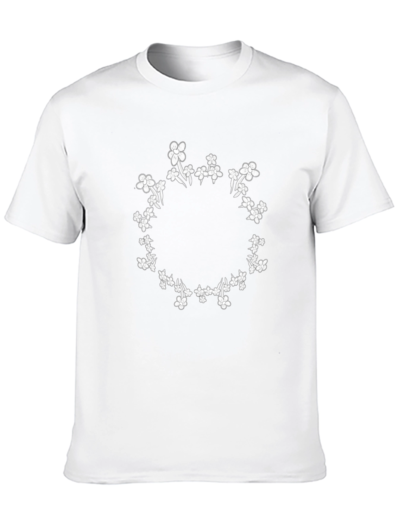 Floral Wreath Graphic Tee - Stylish Black T-Shirt