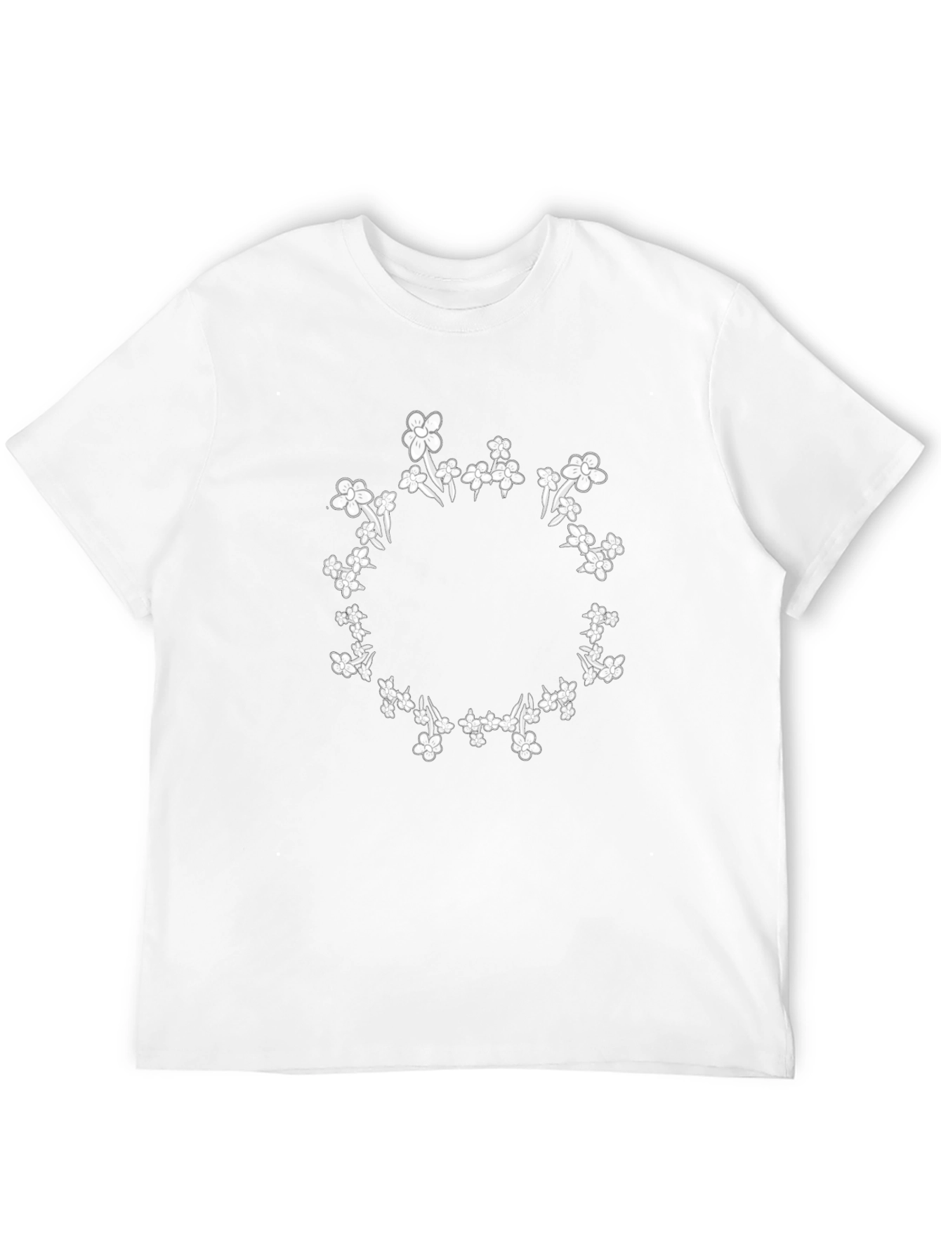 Floral Wreath Graphic Tee - Stylish Black T-Shirt