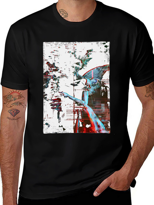 Angel Graphic Print Black Tee