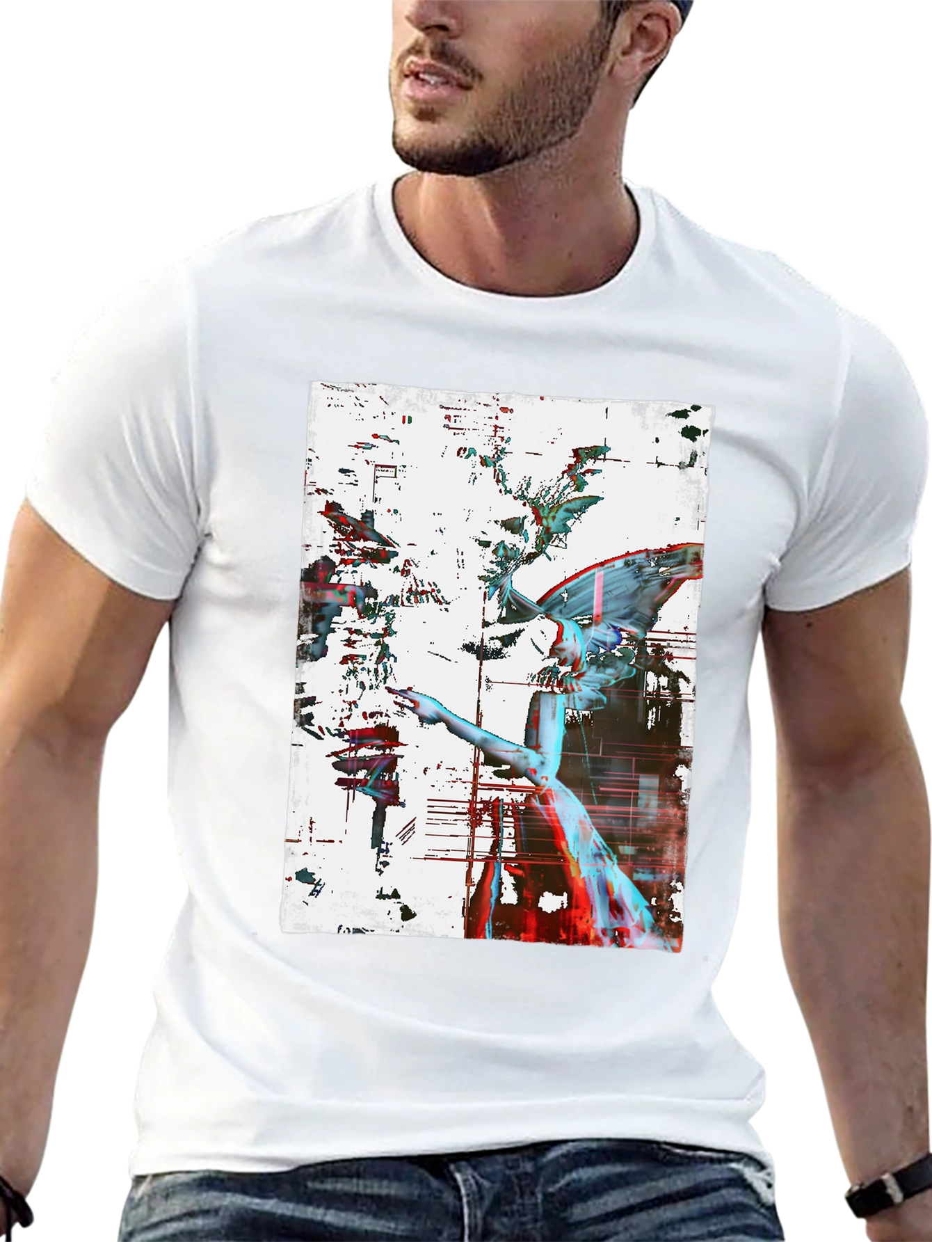 Angel Graphic Print Black Tee