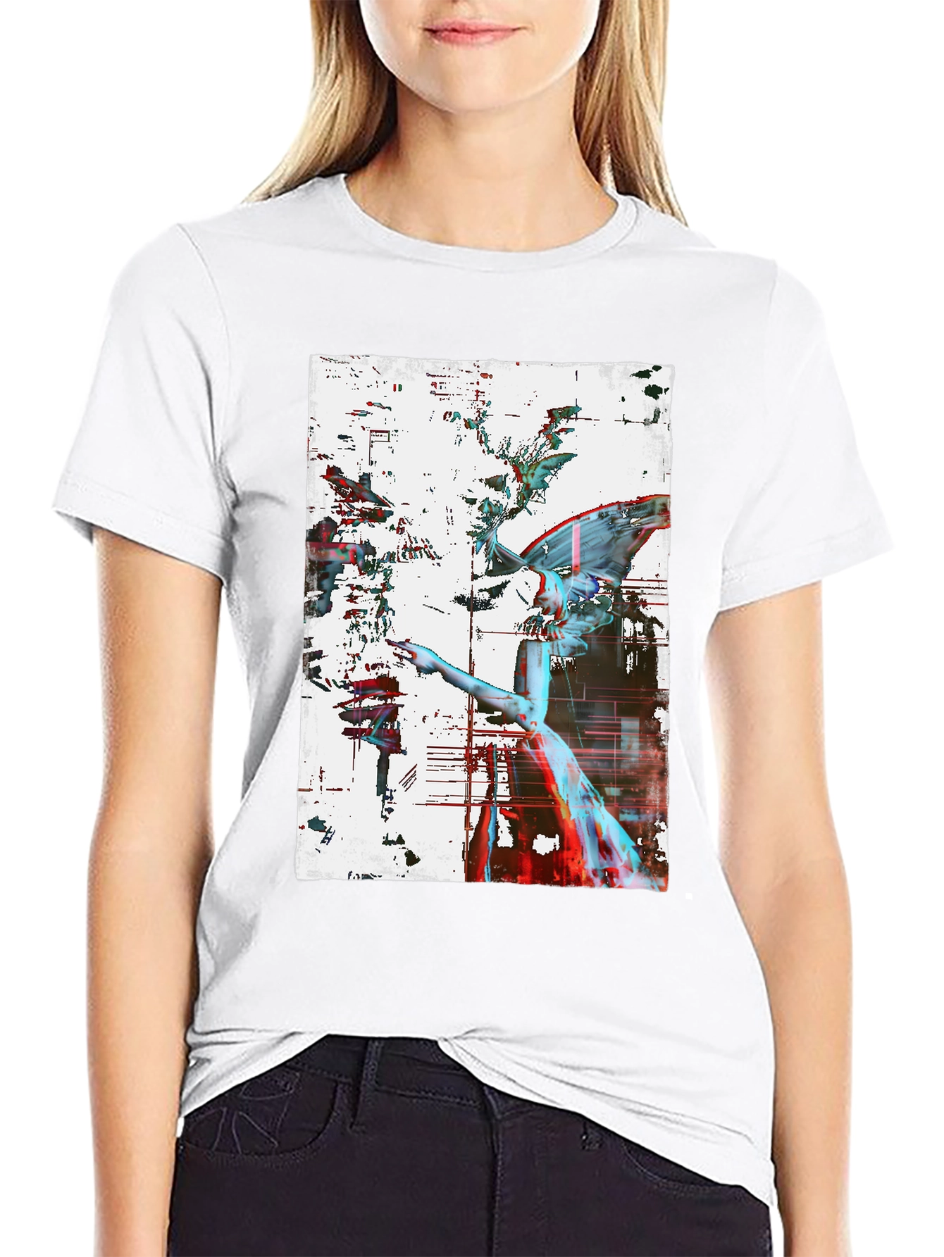 Angel Graphic Print Black Tee
