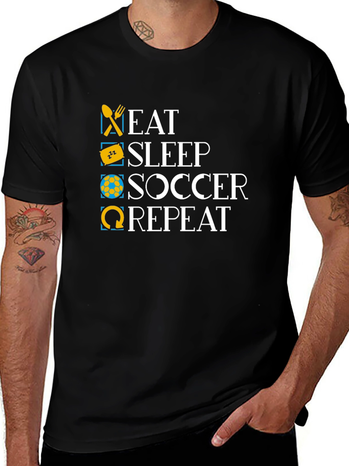 Eat Sleep Soccer Repeat Black T-Shirt