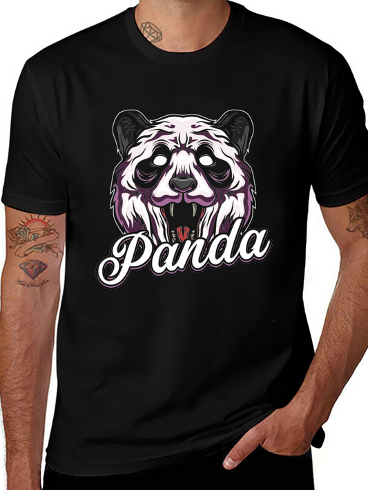 Mens Black Panda Graphic T-Shirt