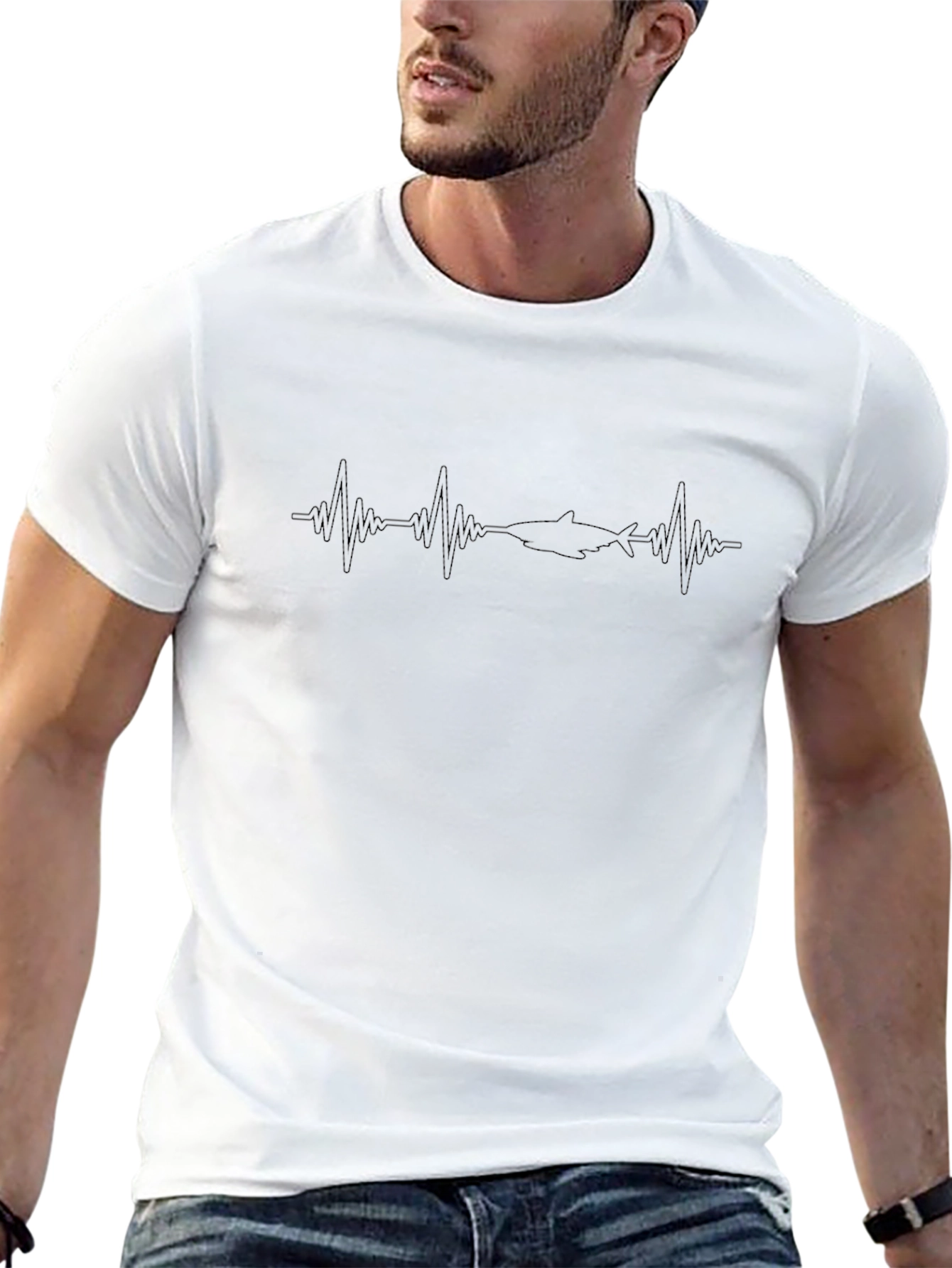 Shark Heartbeat T-Shirt - Black