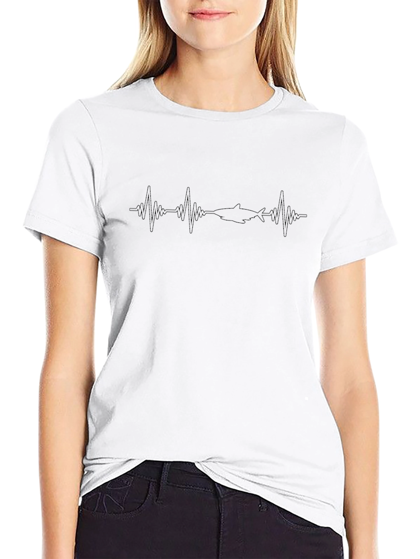 Shark Heartbeat T-Shirt - Black