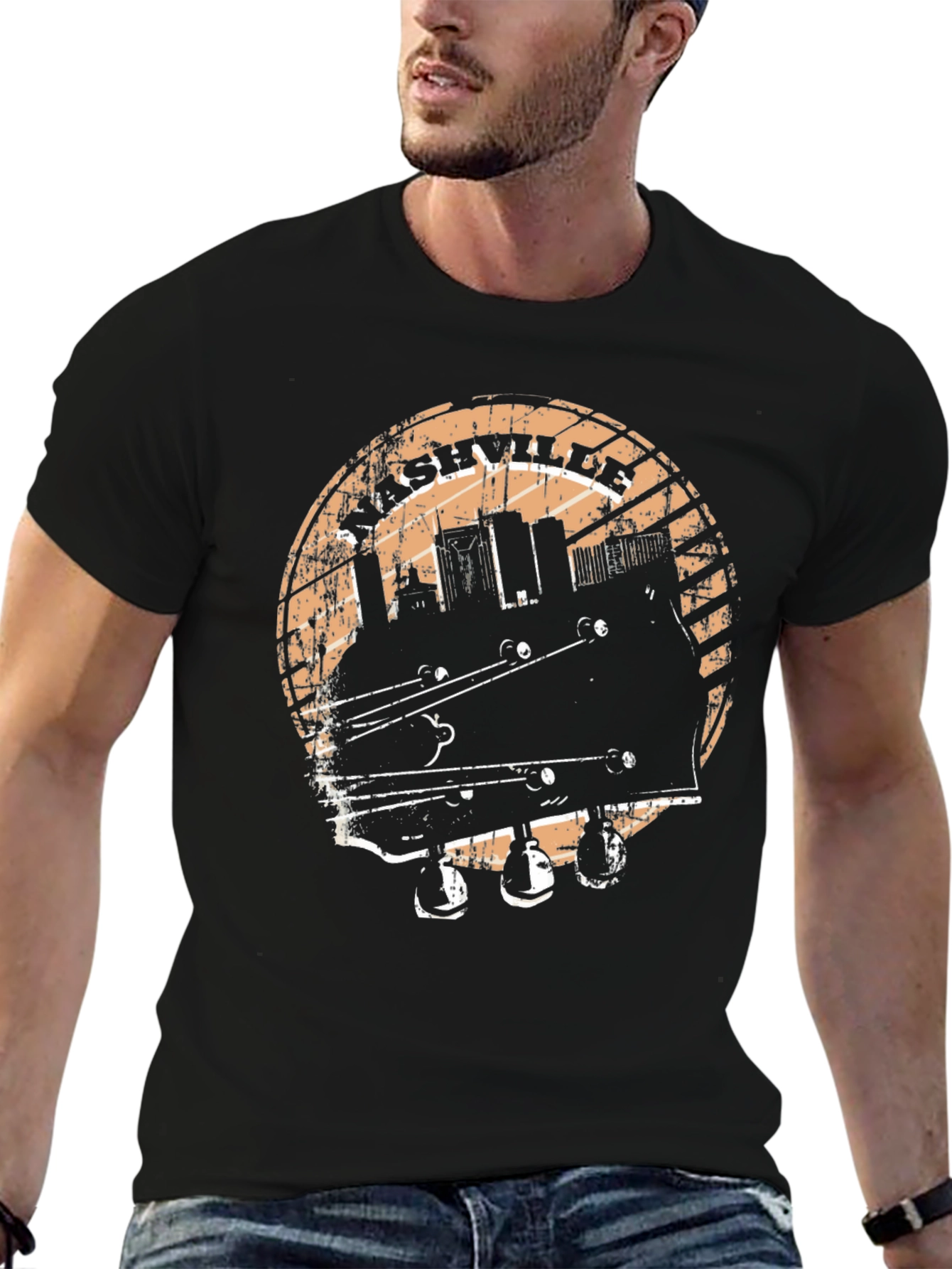 Nashville Skyline Guitar T-Shirt - Classic Music Tee