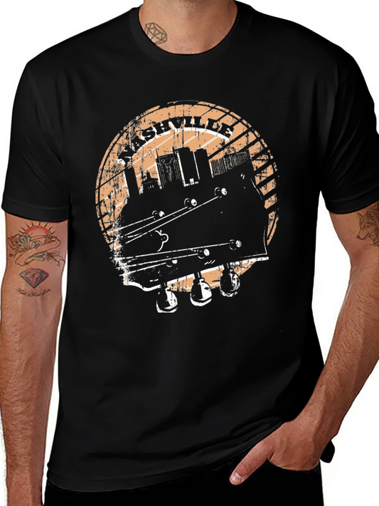Nashville Skyline Guitar T-Shirt - Classic Music Tee