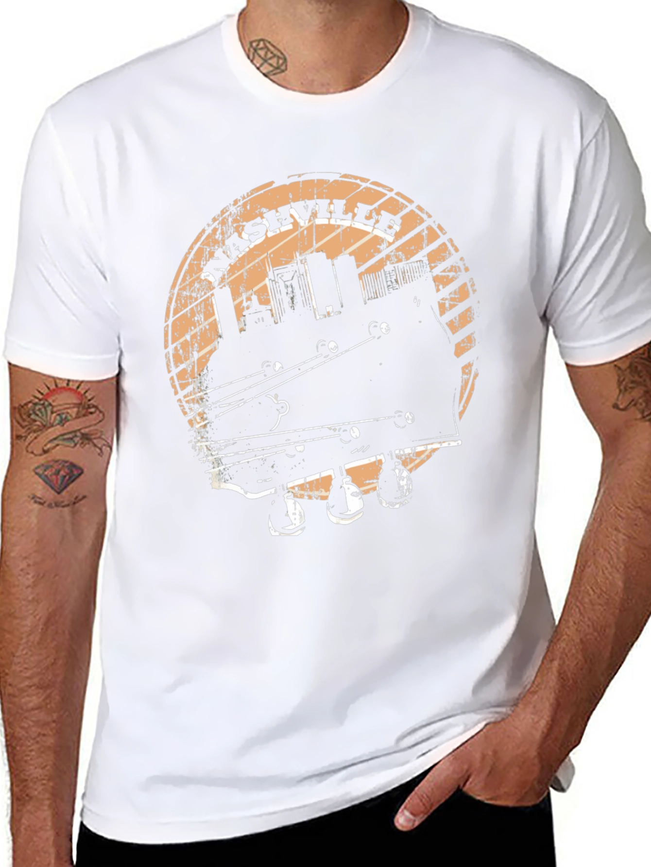 Nashville Skyline Guitar T-Shirt - Classic Music Tee