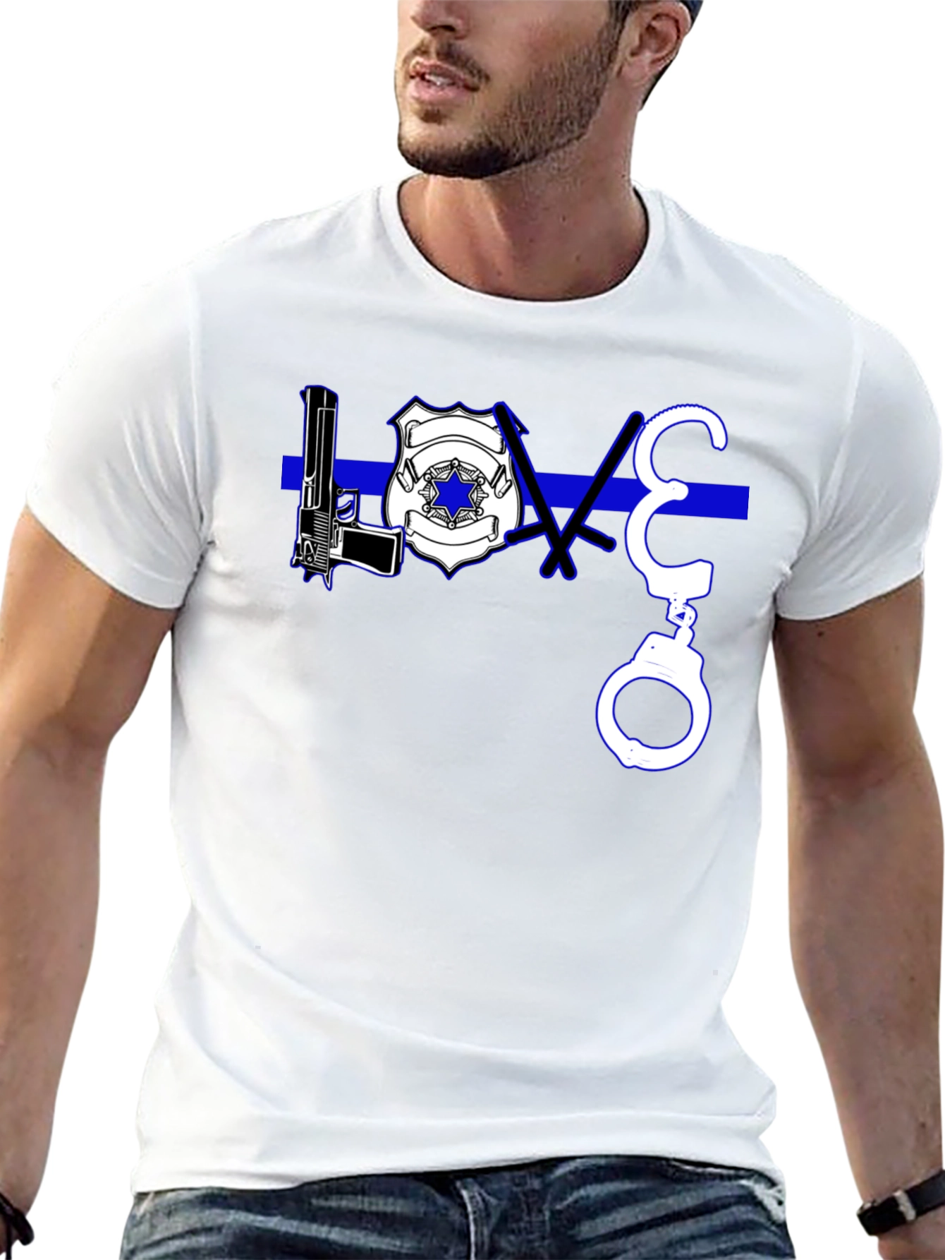 Thin Blue Line LOVE T-Shirt Police Support