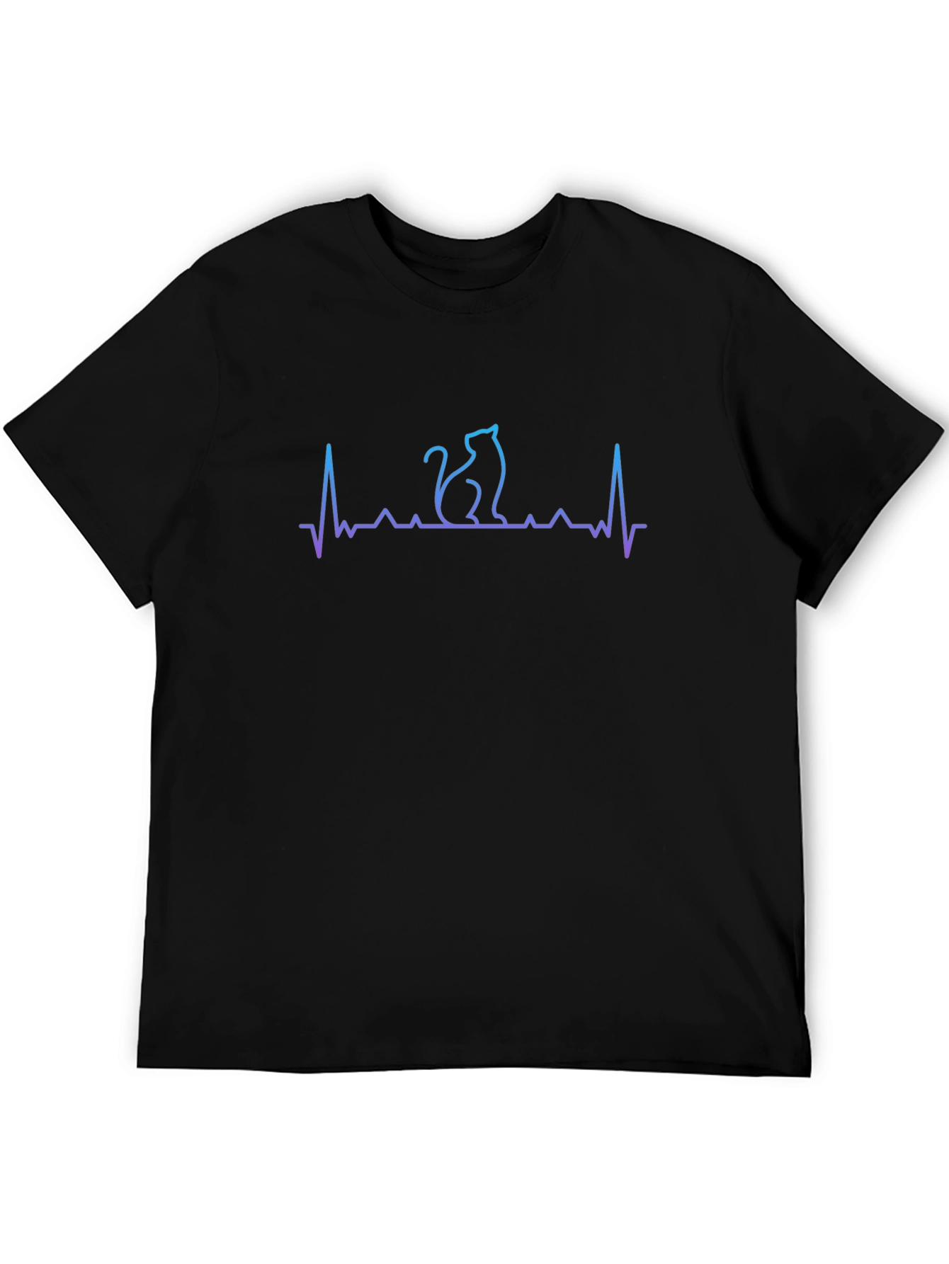 Cat Heartbeat T-Shirt - Black