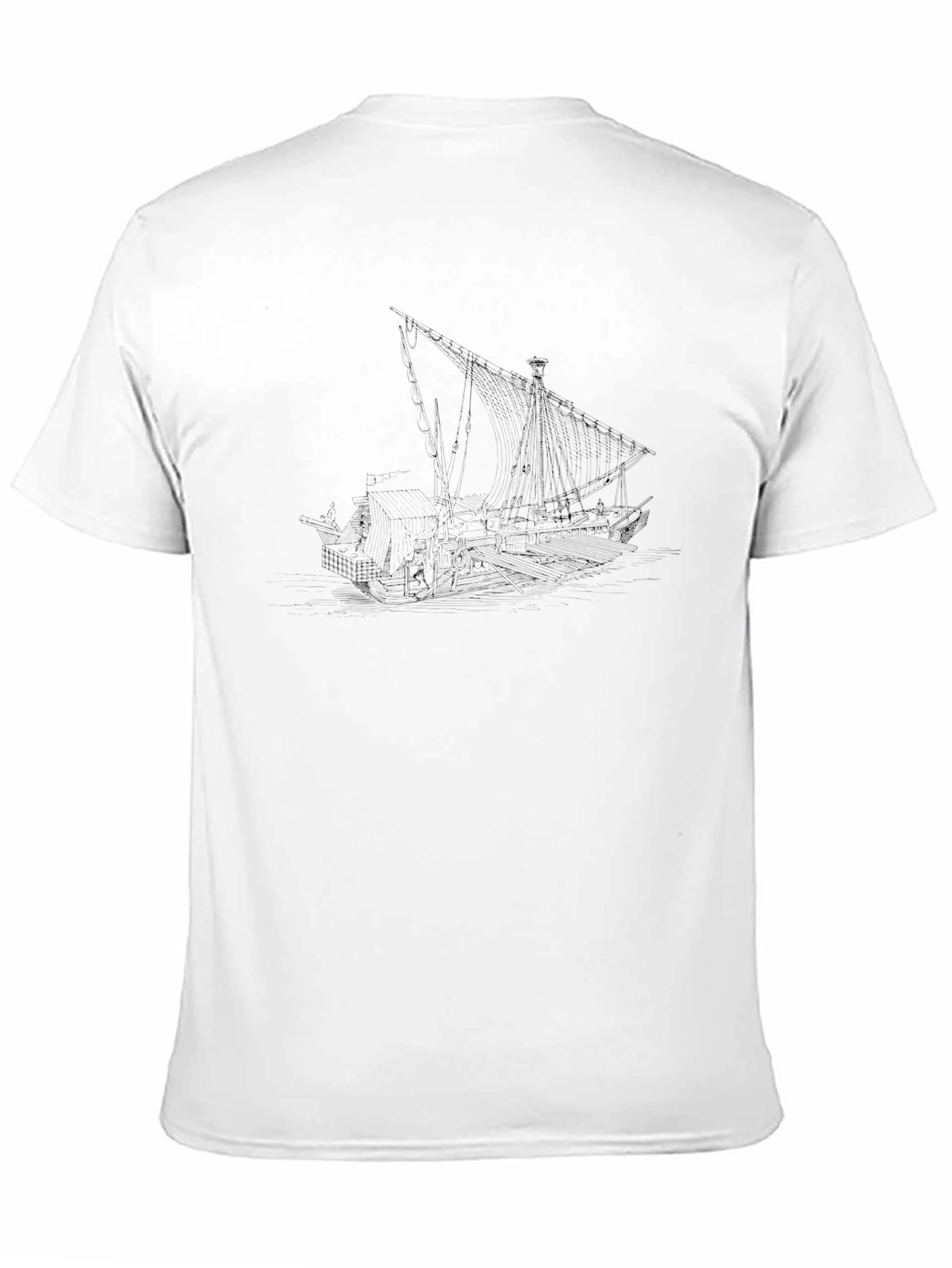 Nautical Ship Graphic T-Shirt - Black