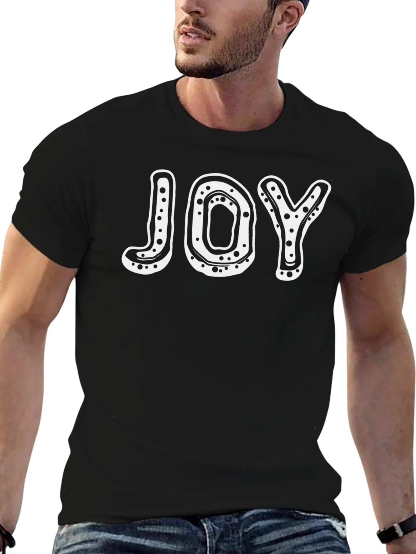 Joy Graphic Tee - Black Cotton T-Shirt