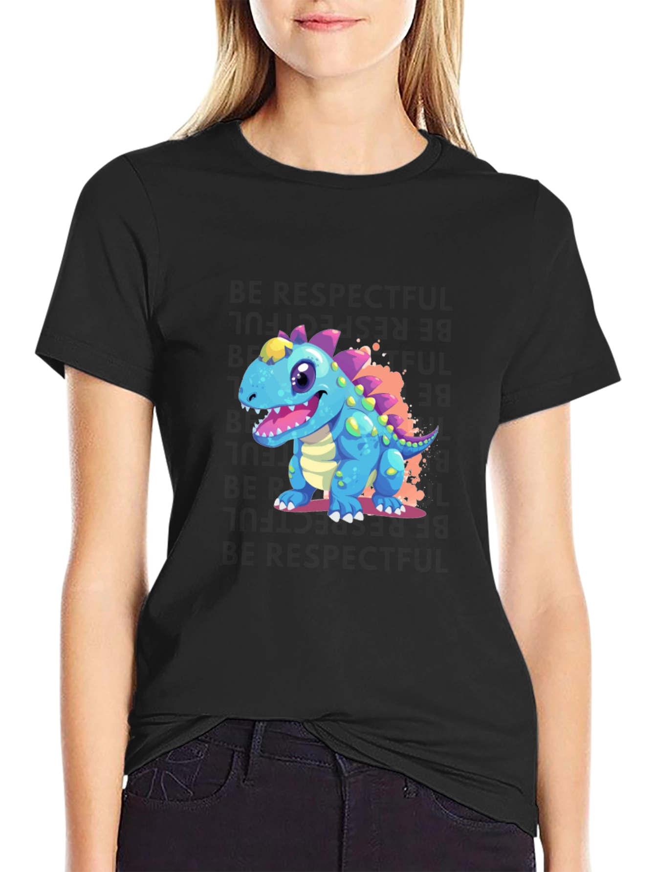 Cartoon Dinosaur Graphic T-Shirt