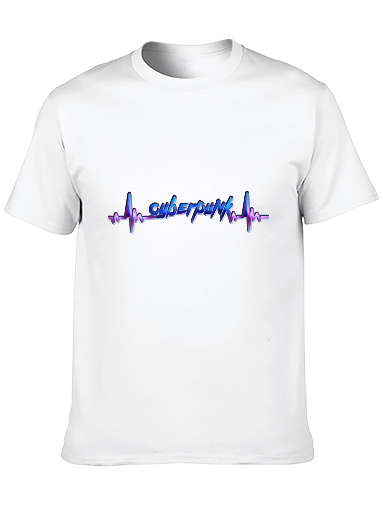 Cyberpunk Heartbeat Graphic Tee - Black Cotton Blend