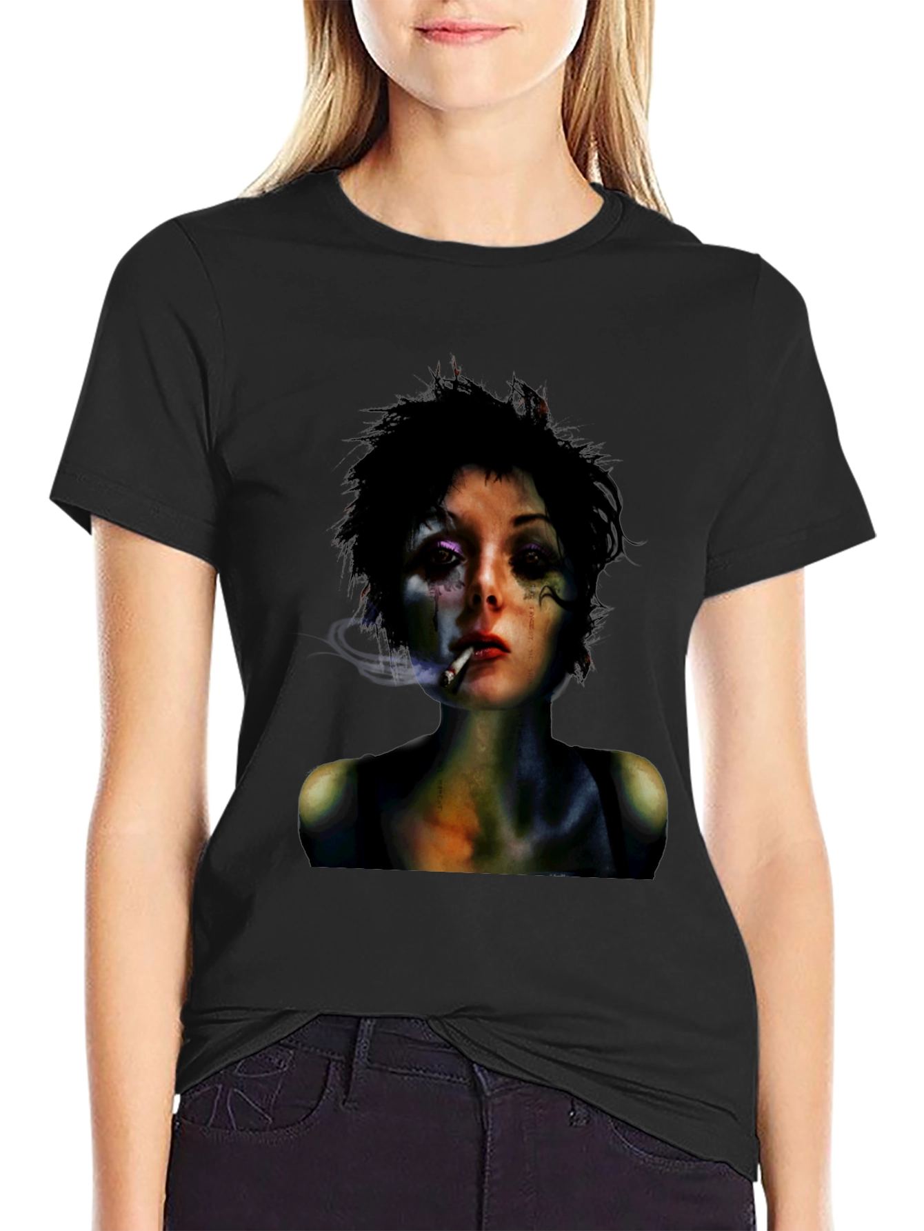 Edgy Woman Graphic Black T-Shirt