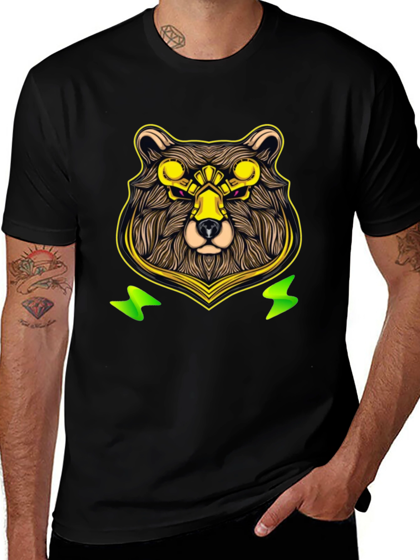 Cyber Bear Graphic Tee - Cool Animal Print