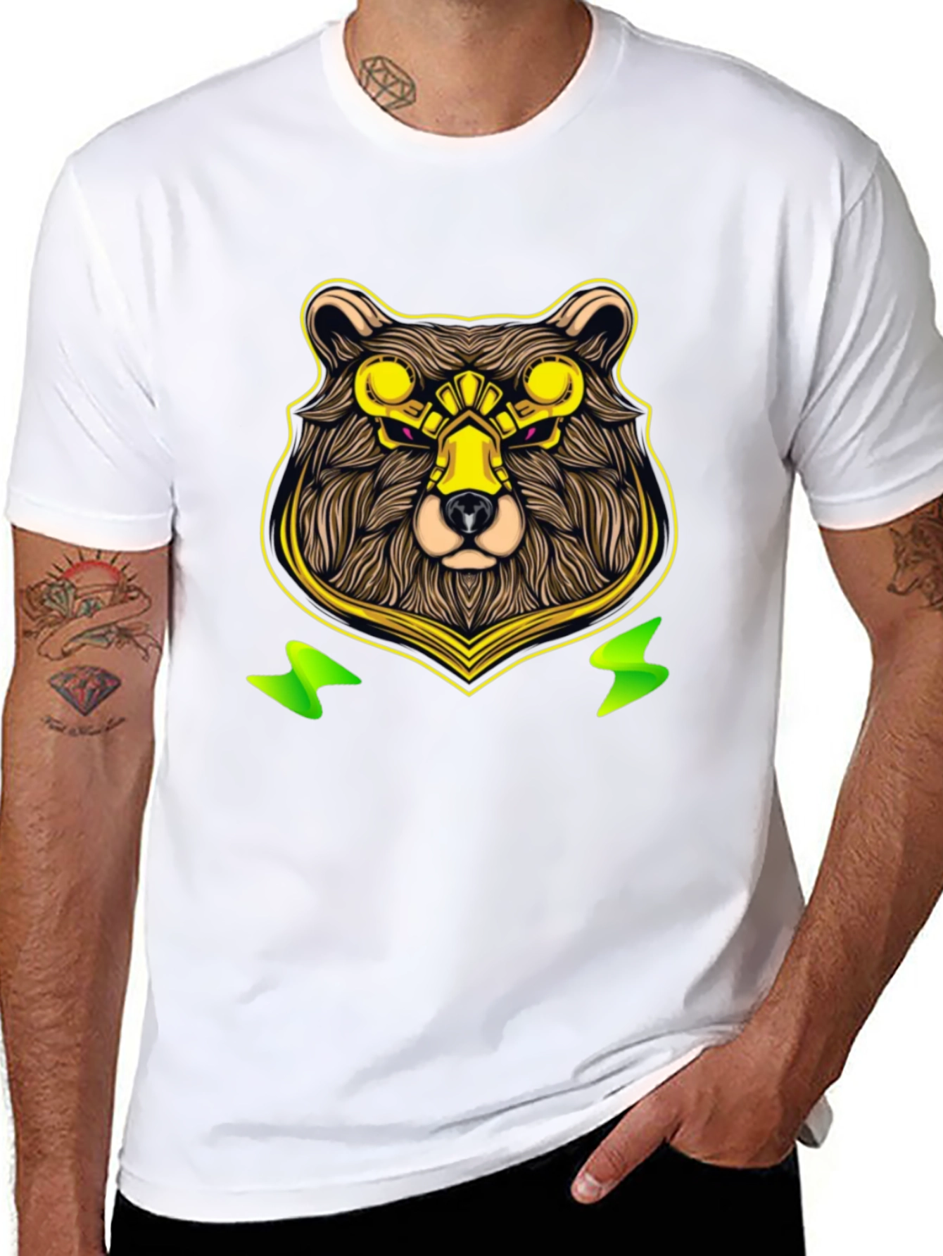 Cyber Bear Graphic Tee - Cool Animal Print