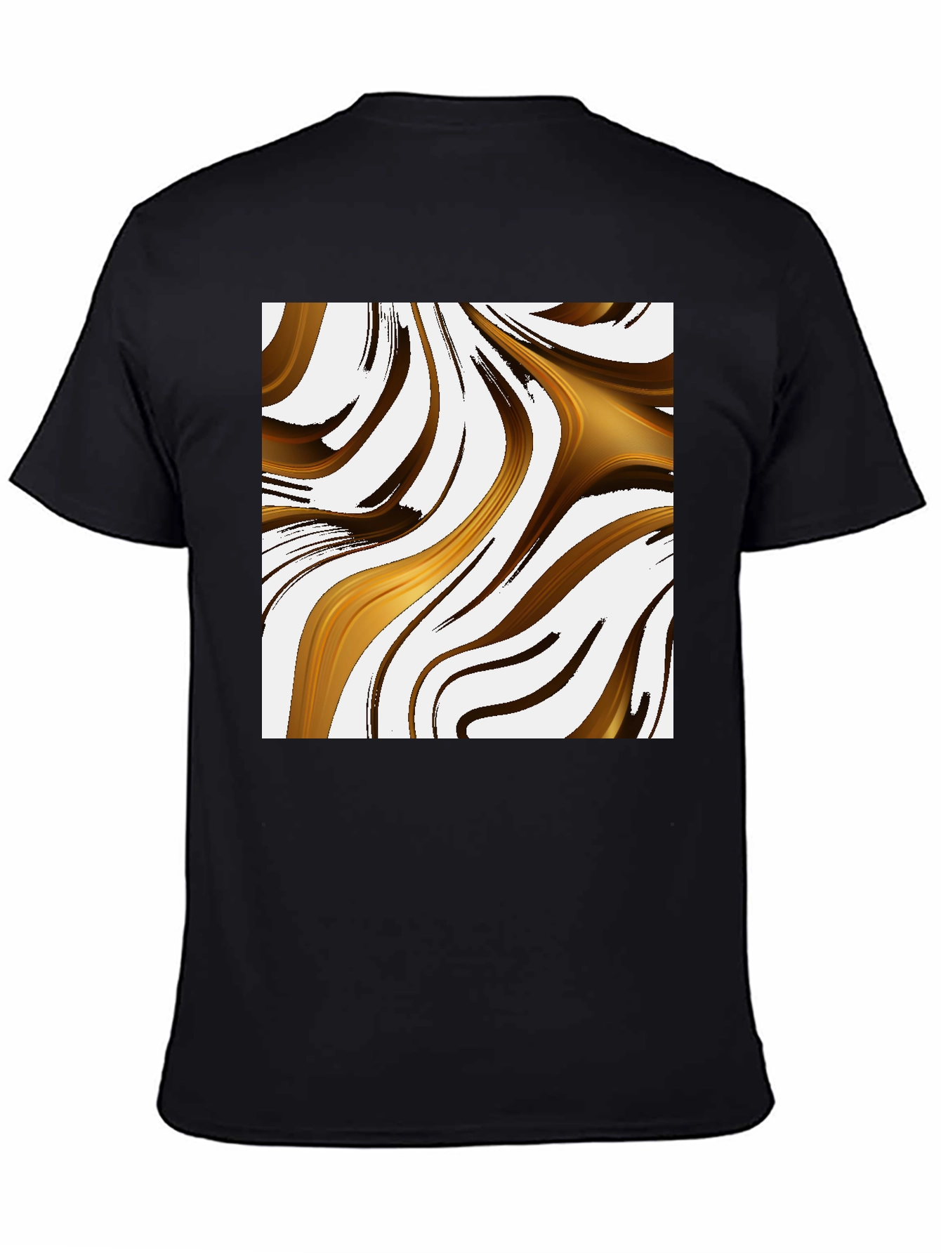 Abstract Gold Swirl Black T-Shirt