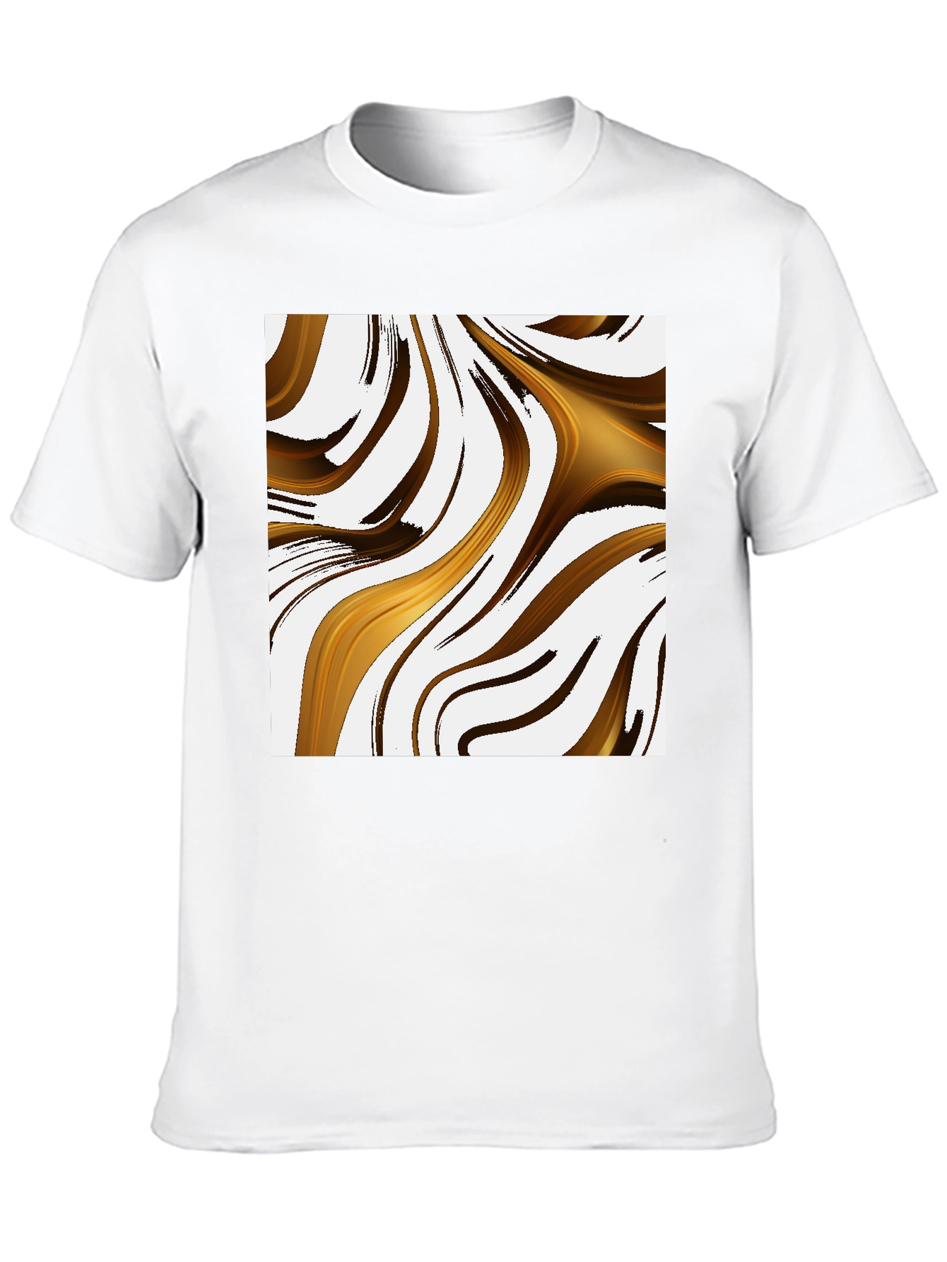 Abstract Gold Swirl Black T-Shirt