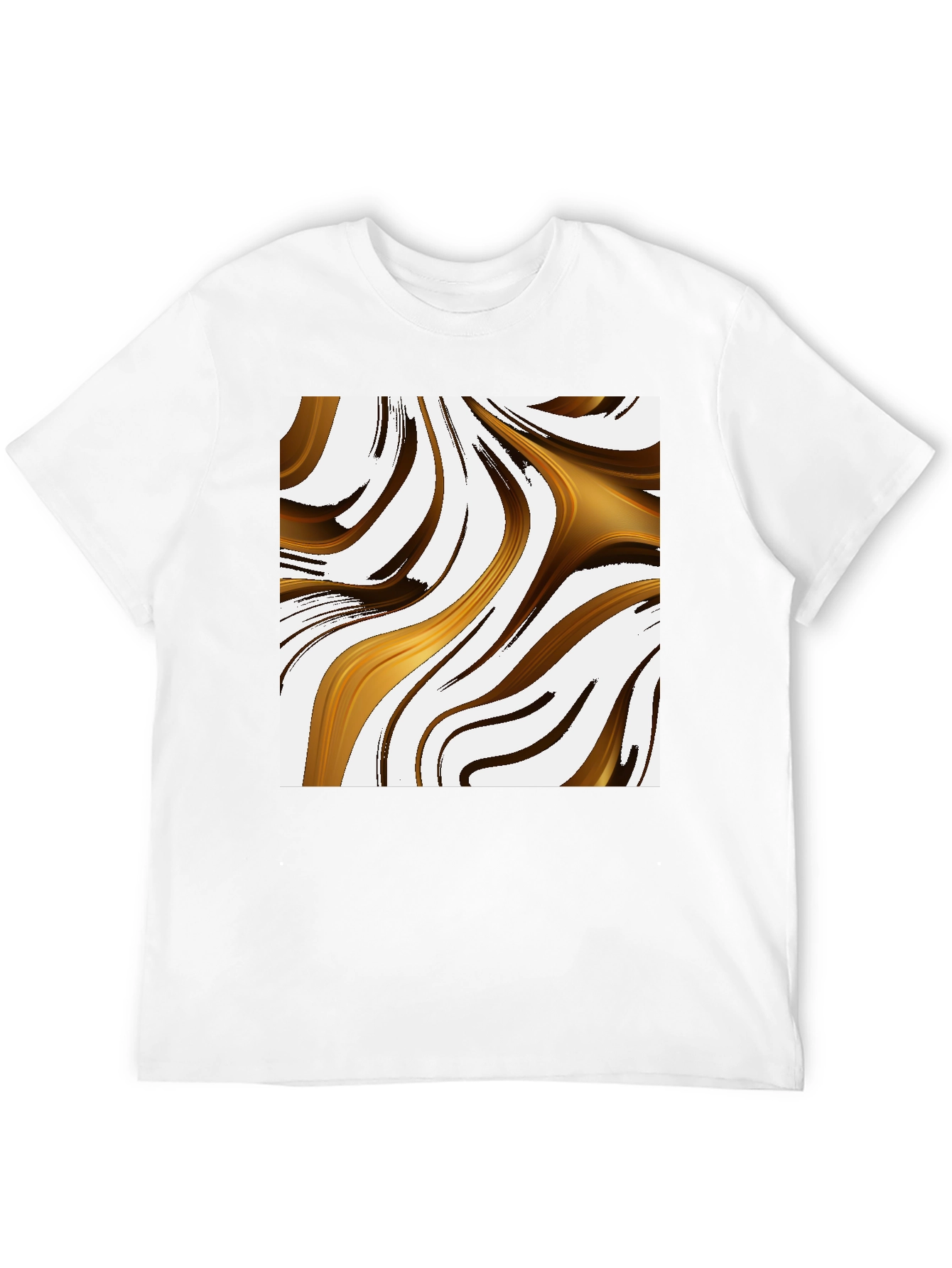 Abstract Gold Swirl Black T-Shirt