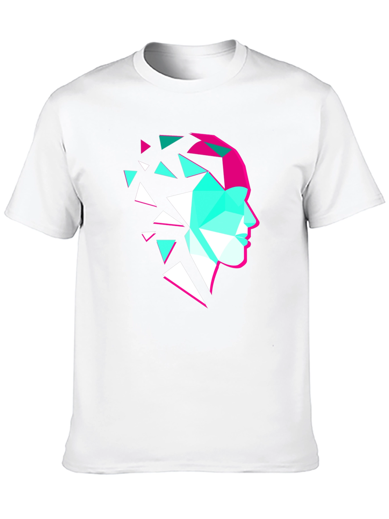 Geometric Face Graphic Tee - Modern Art Shirt