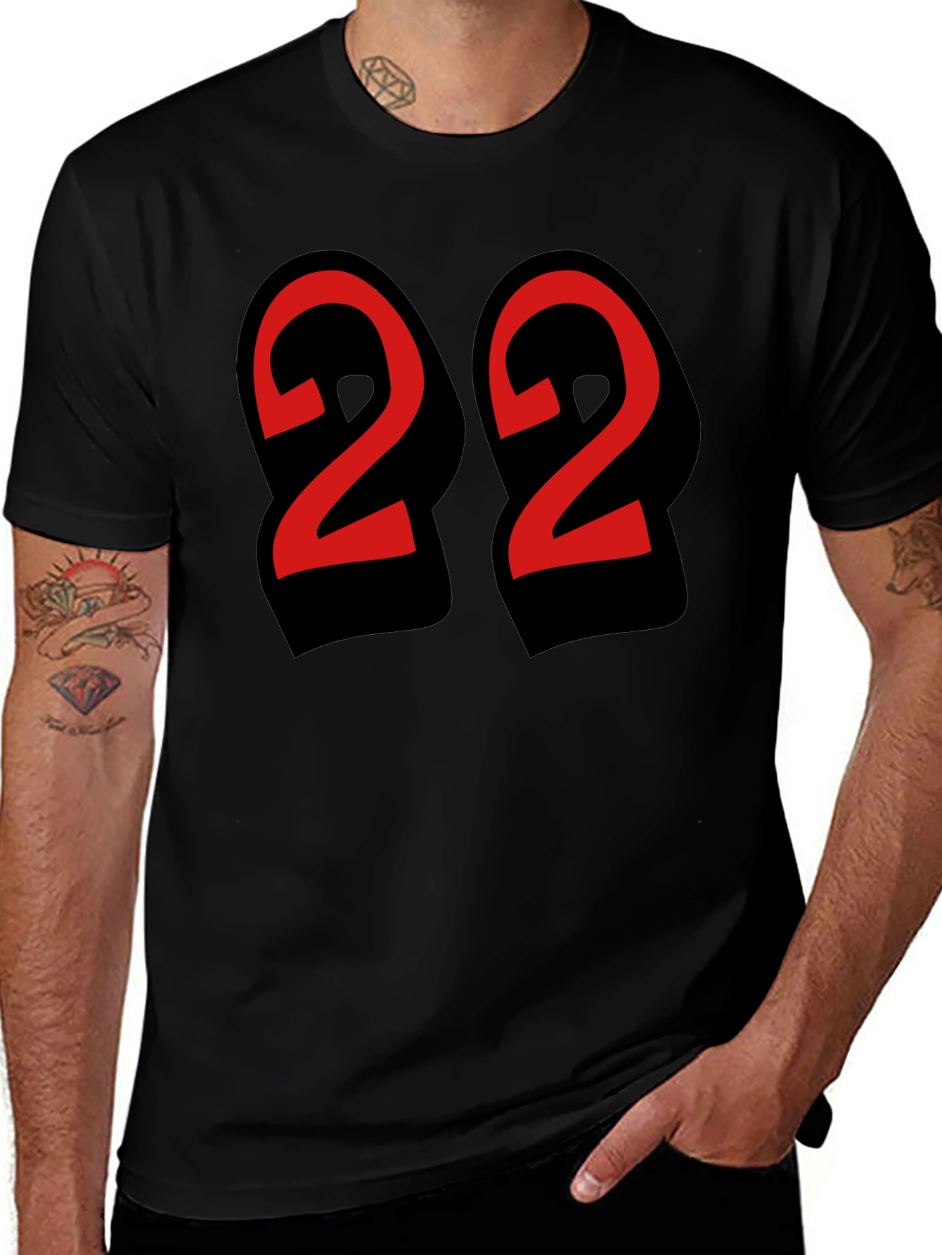 Bold Number 22 Graphic Tee - Black Cotton Blend