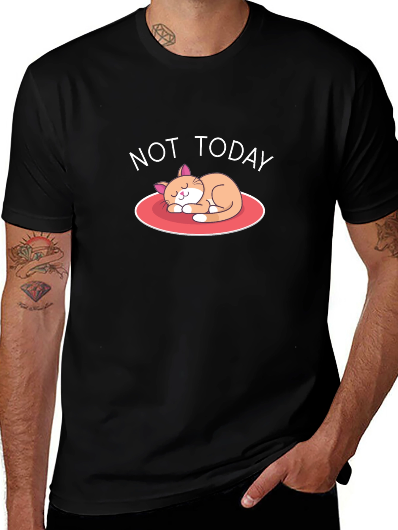 Not Today Cat Graphic T-Shirt - Relaxed Fit Tee