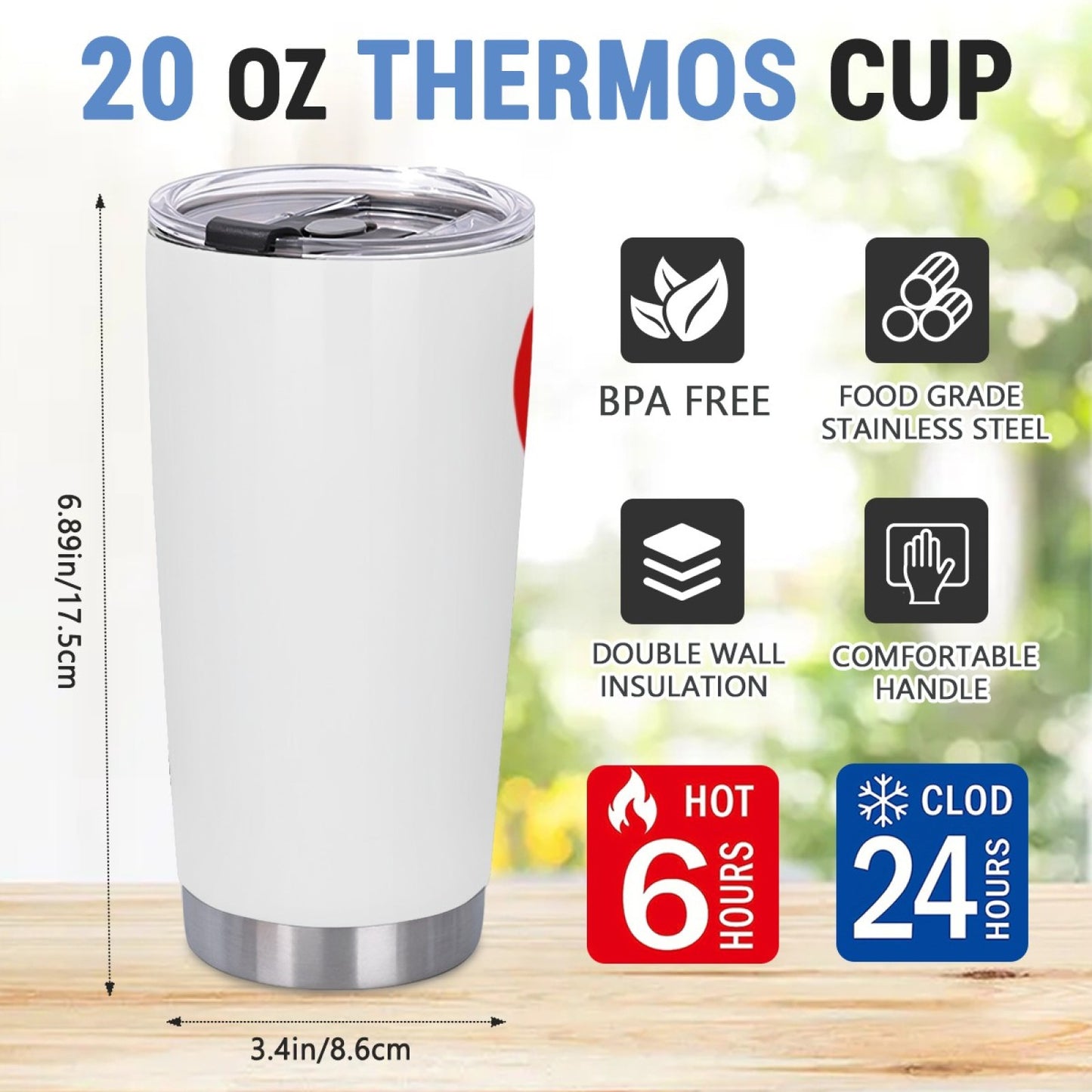 Insulated Graphic Coffee Tumbler - Stainless Steel Leak-Proof Travel Cup