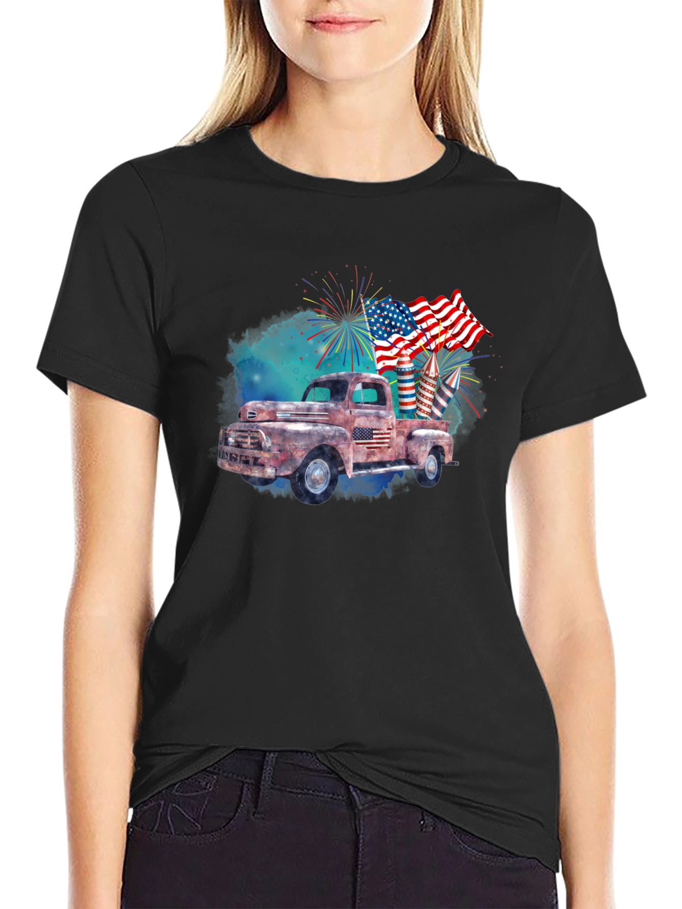Rustic American Flag Truck T-Shirt