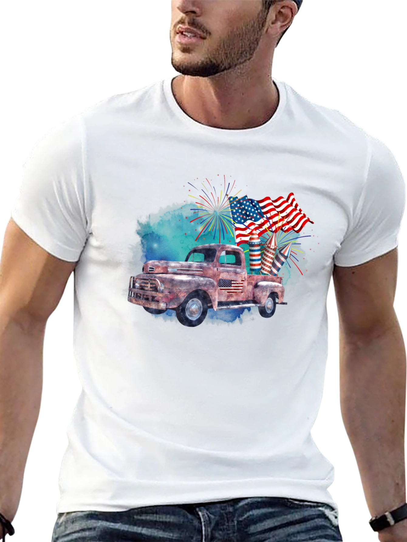 Rustic American Flag Truck T-Shirt