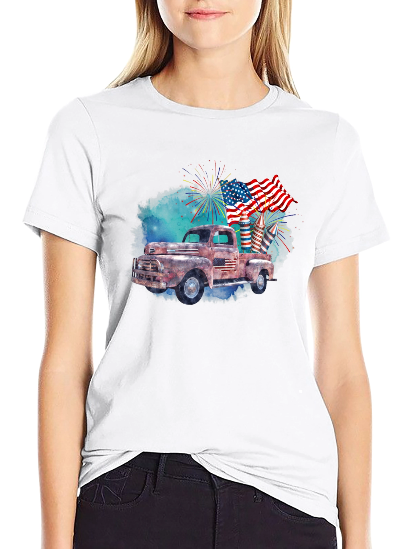 Rustic American Flag Truck T-Shirt