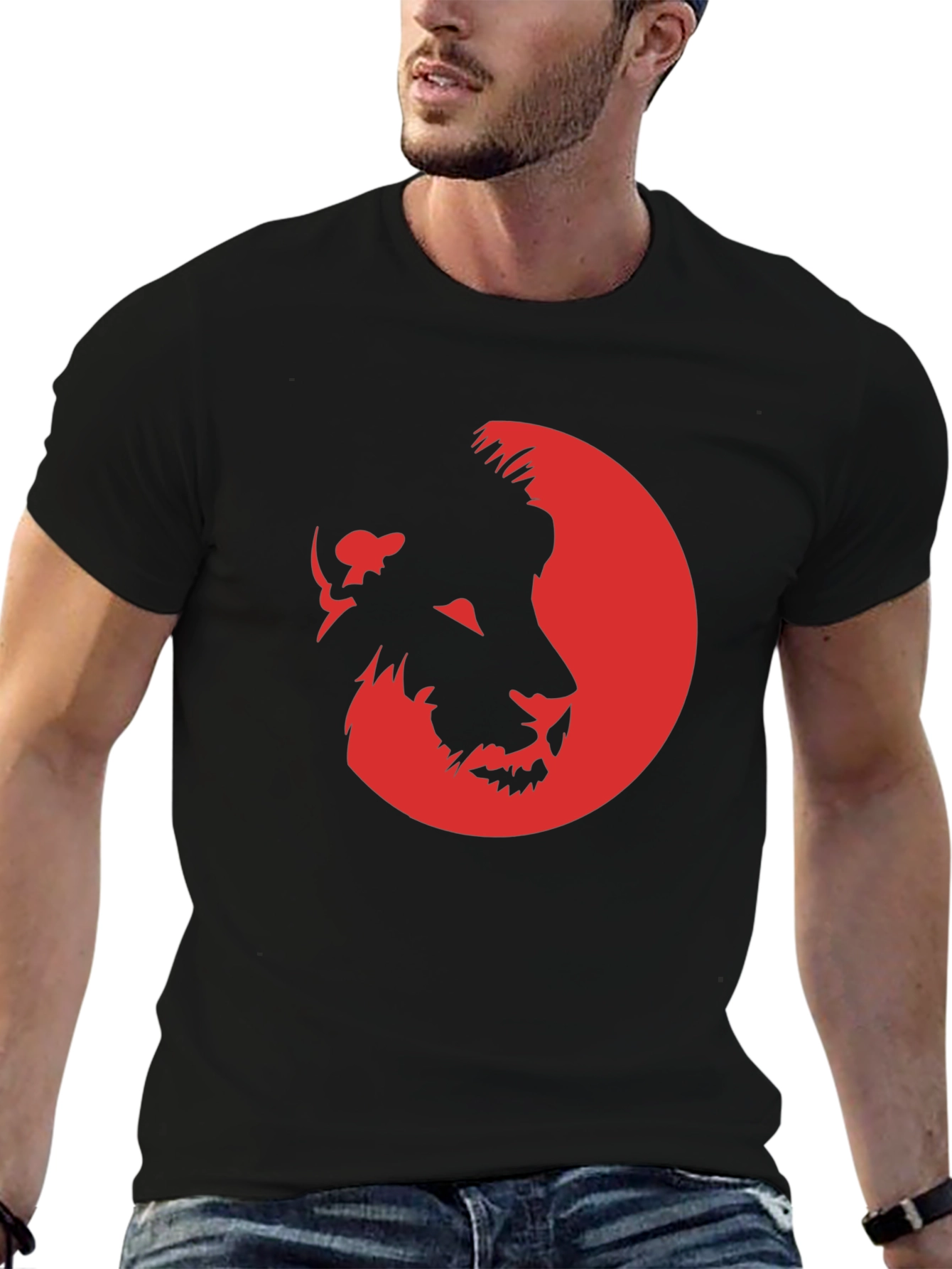 Lion Silhouette Graphic T-Shirt - Black