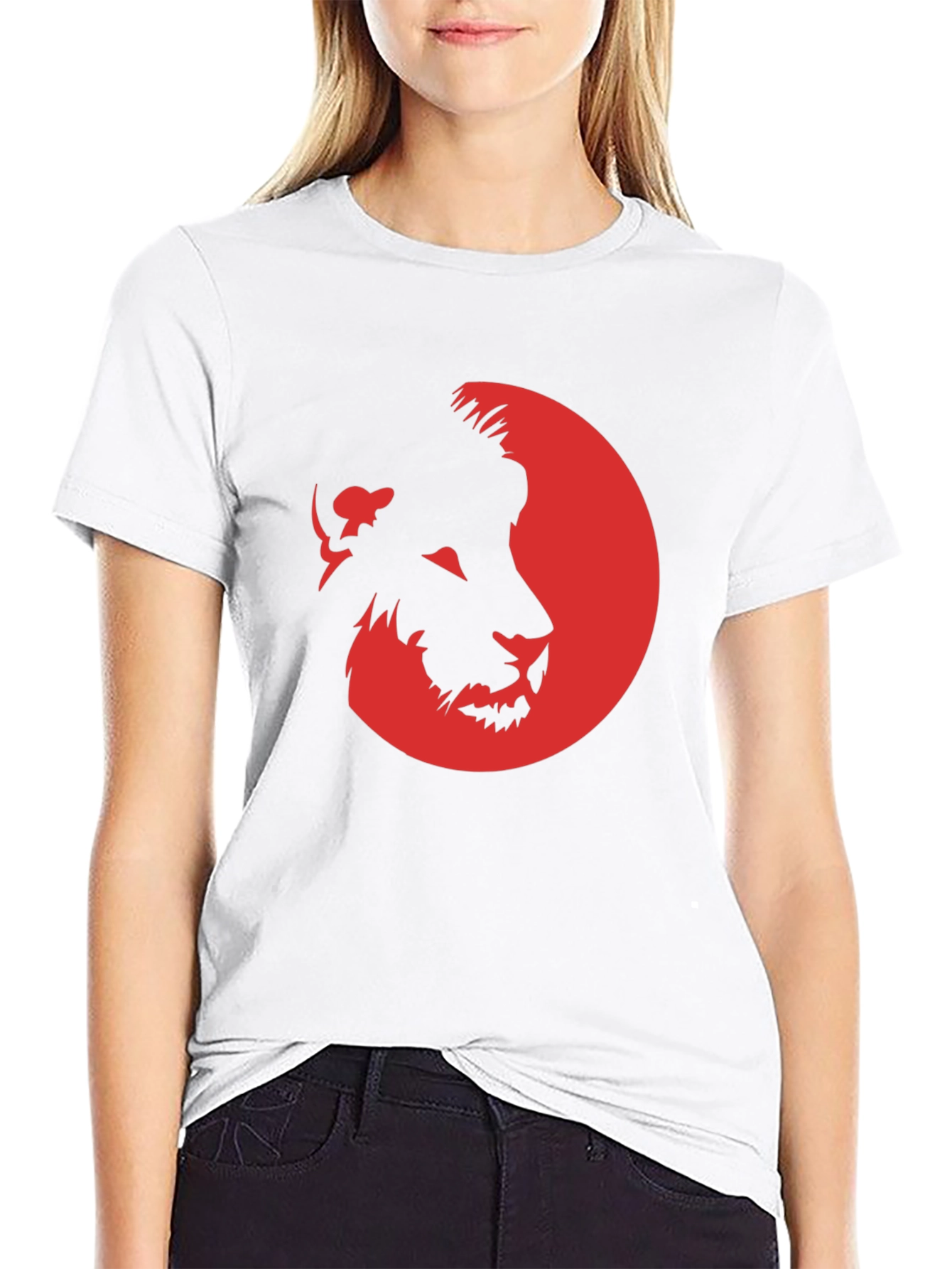 Lion Silhouette Graphic T-Shirt - Black
