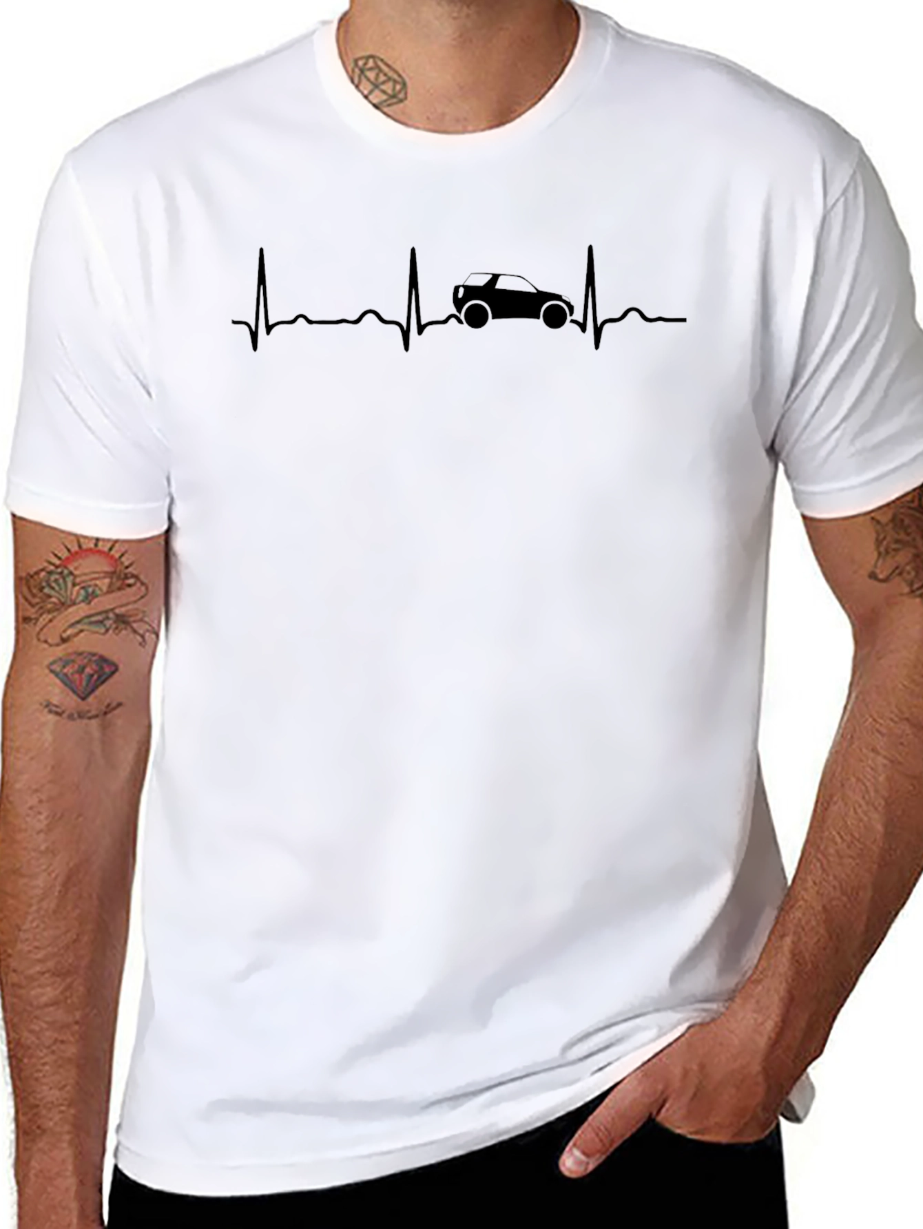 Car Heartbeat Graphic Tee - Black