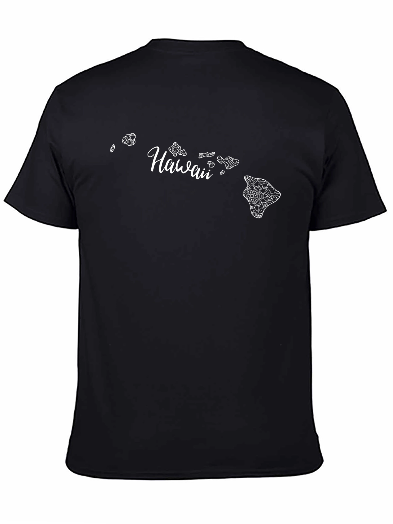 Hawaii Islands Graphic Print Black T-Shirt