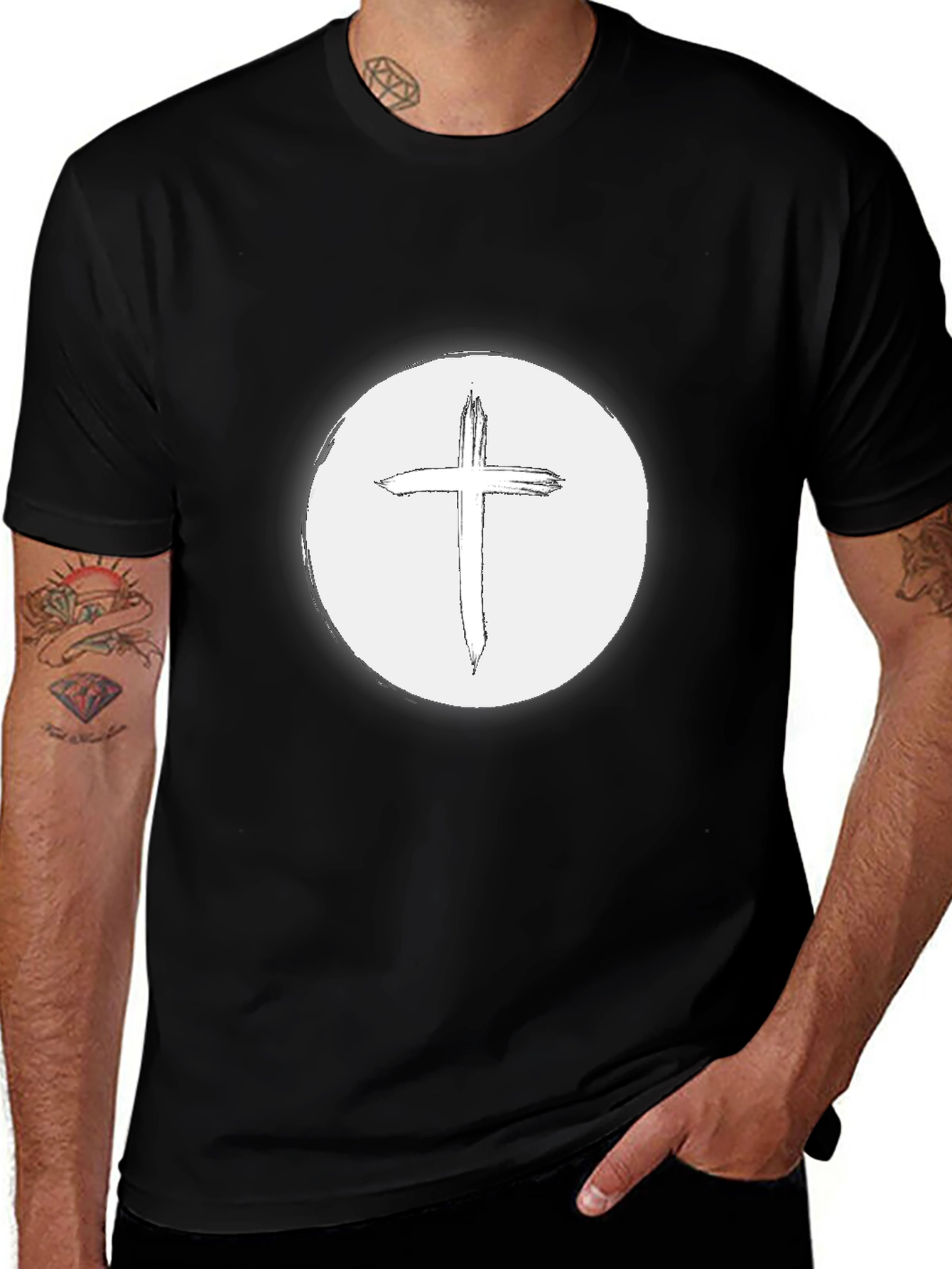 Christian Cross Graphic Tee - Black